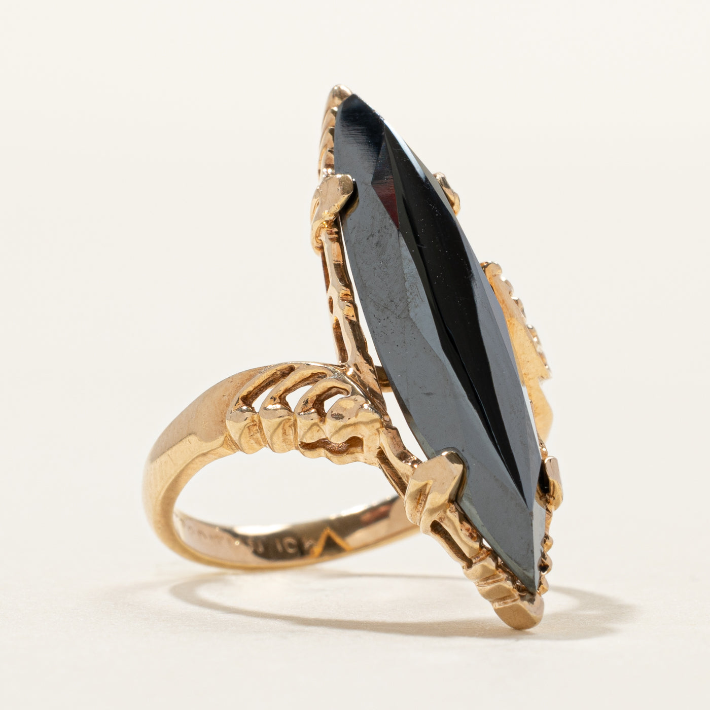 Hematite Bypass Navette Ring | SZ 5.25