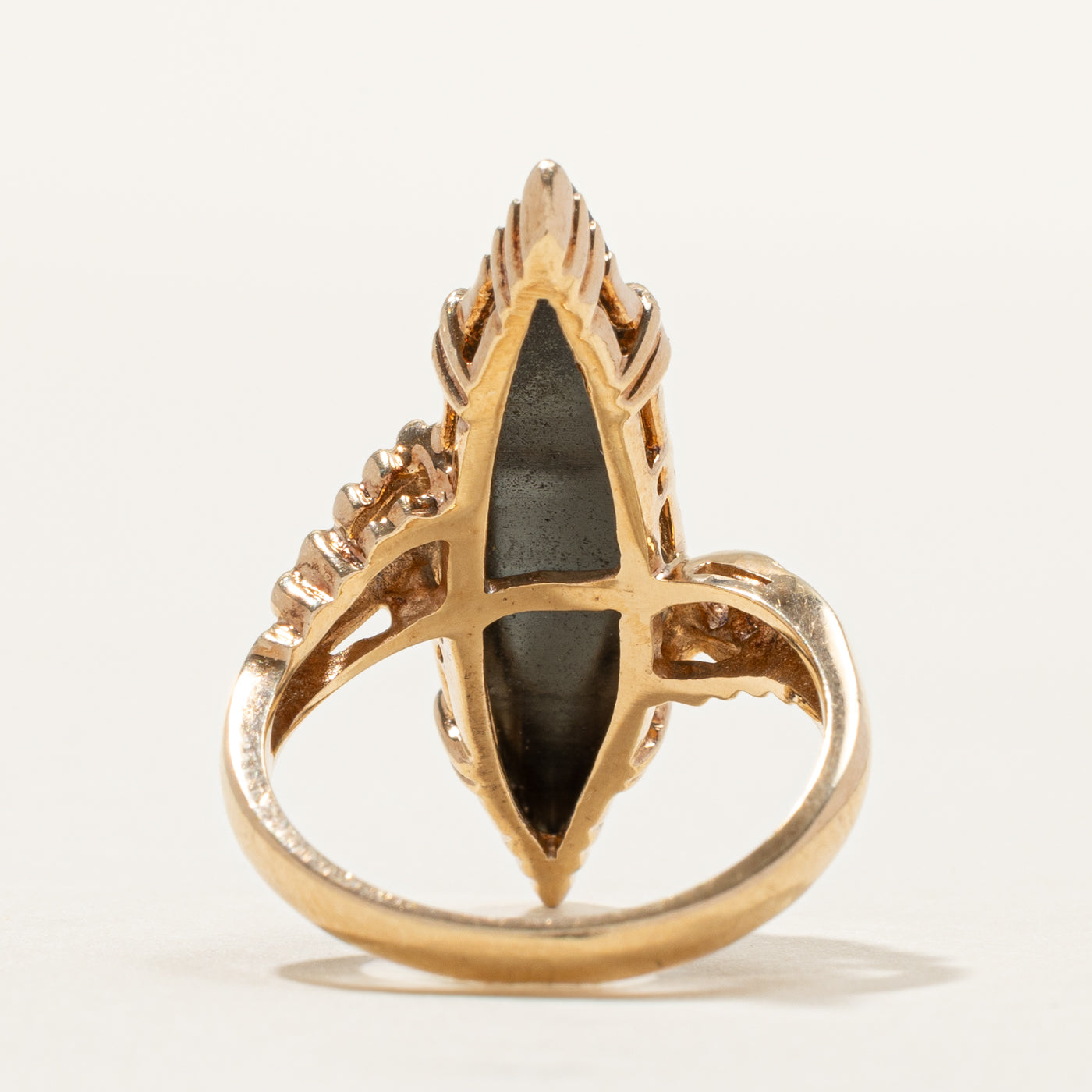 Hematite Bypass Navette Ring | SZ 5.25