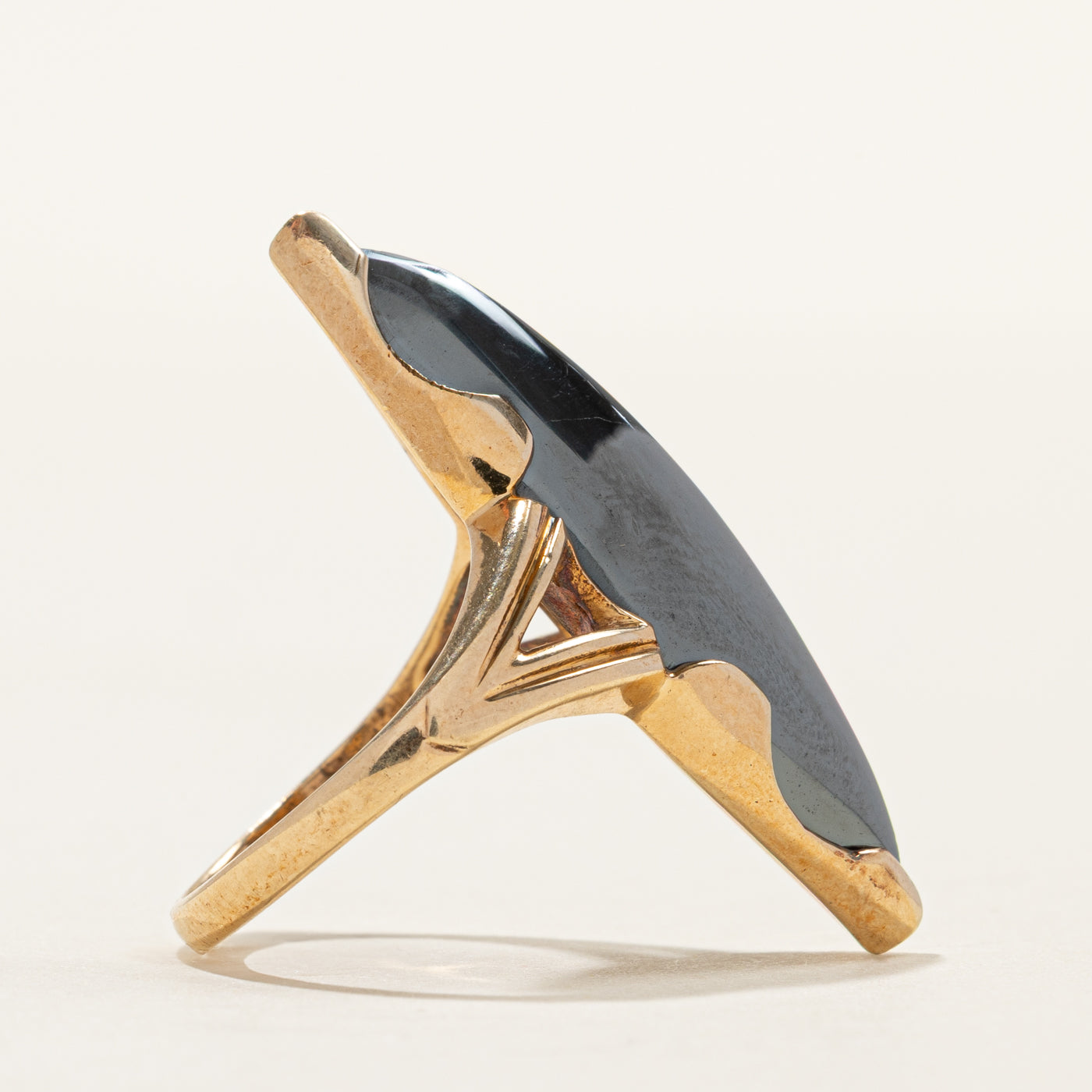 Hematite Open Shank Navette Ring | SZ 5