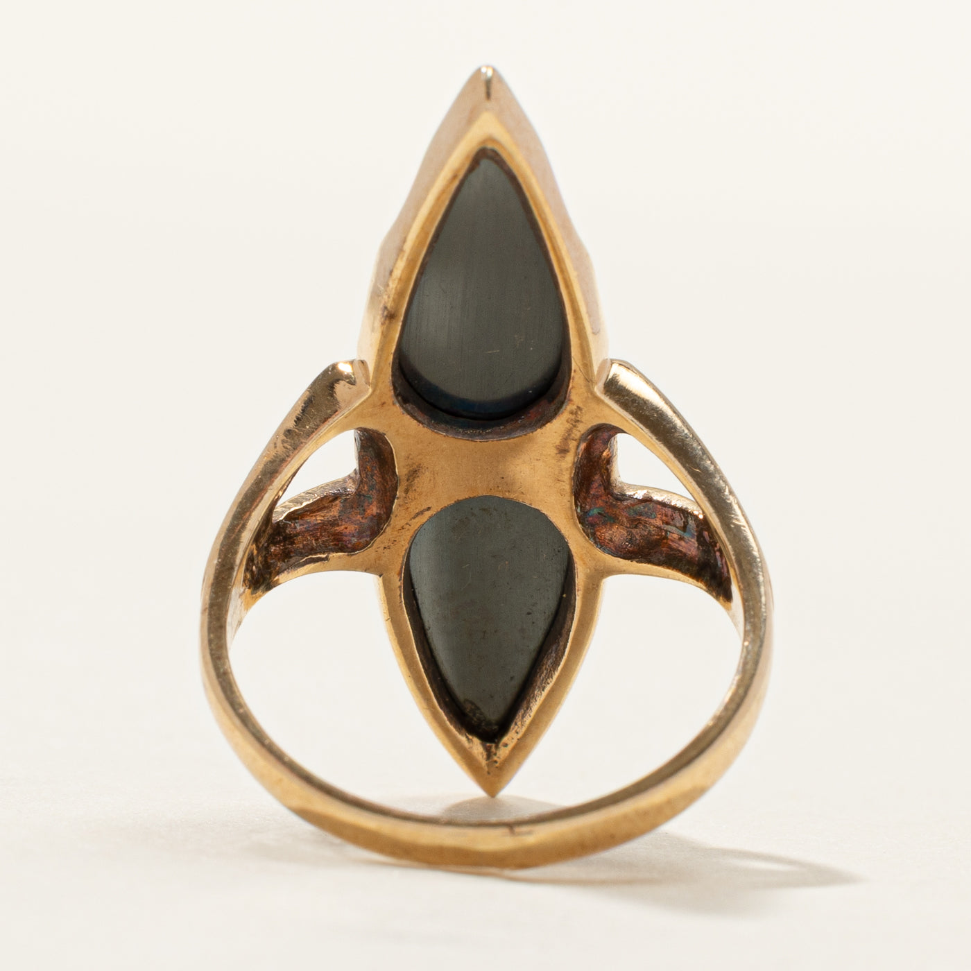 Hematite Open Shank Navette Ring | SZ 5