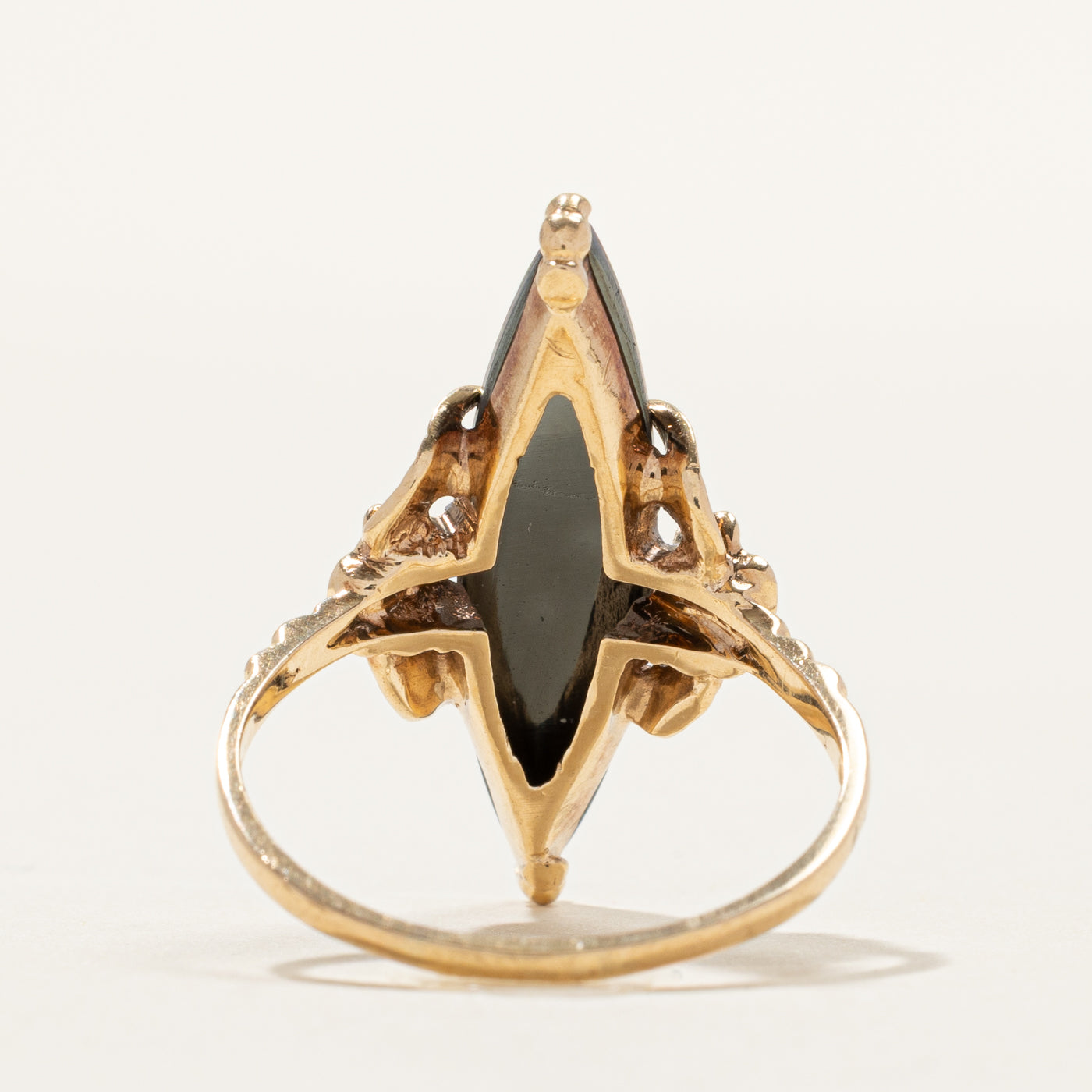 Hematite Floral Navette Ring | SZ 8.75