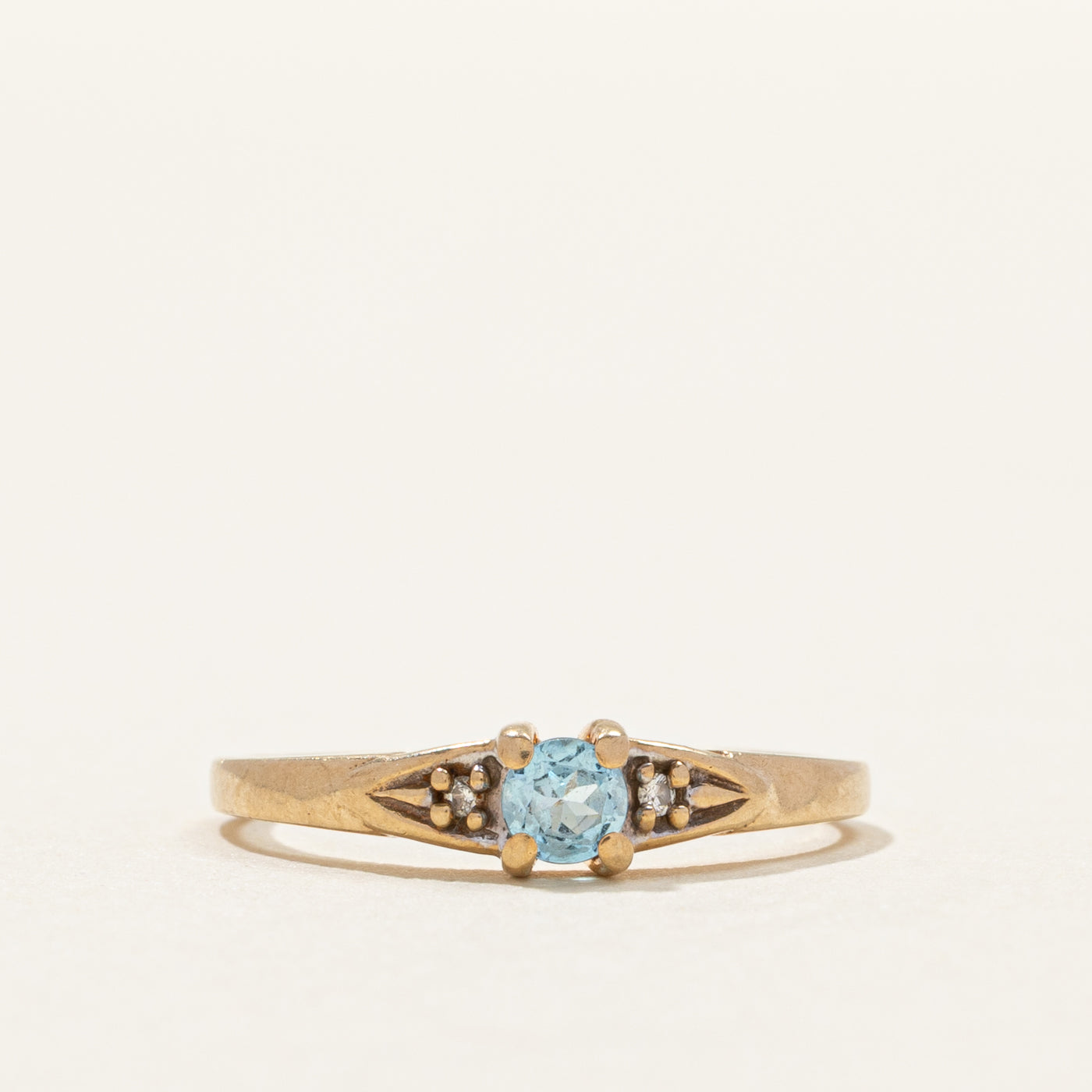 Yellow Gold Topaz & Diamond Petite Ring | 0.004ct | SZ 3.25