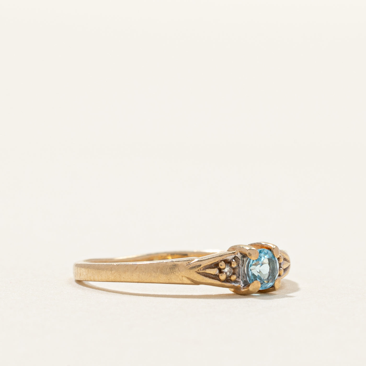 Yellow Gold Topaz & Diamond Petite Ring | 0.004ct | SZ 3.25