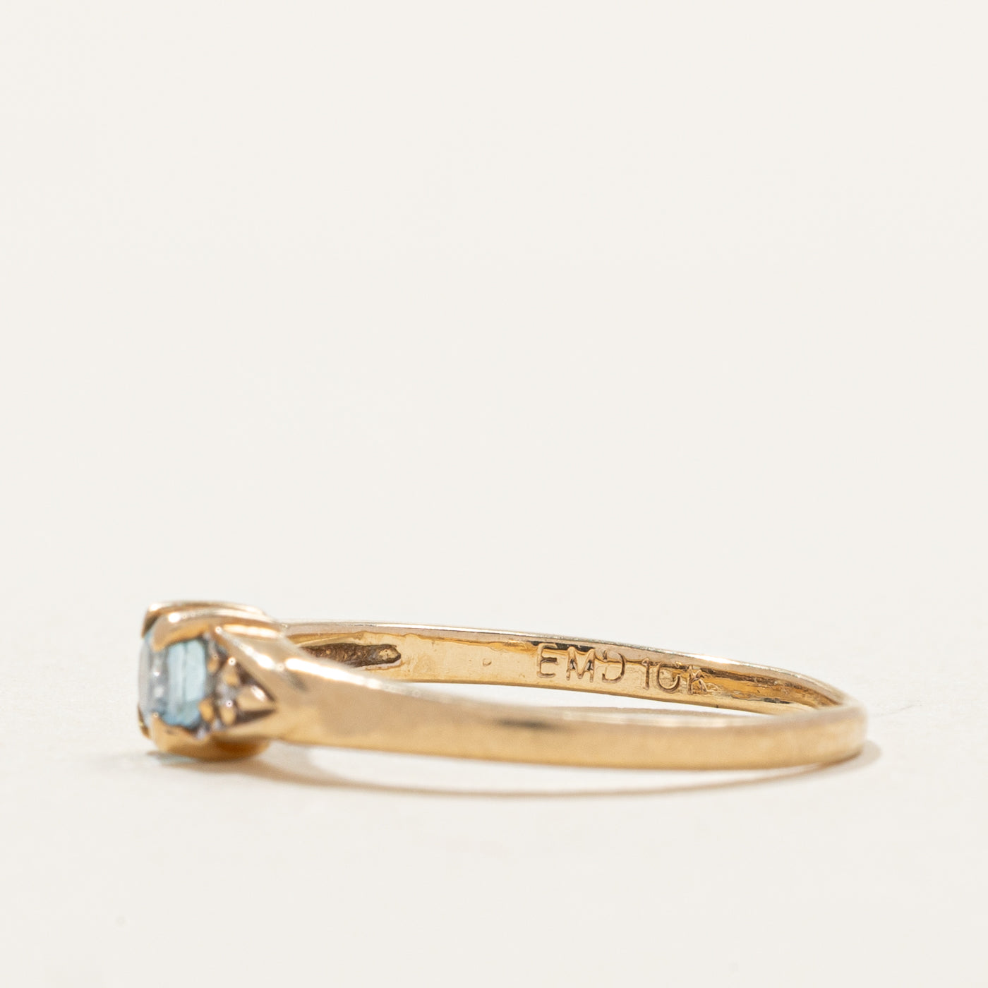 Yellow Gold Topaz & Diamond Petite Ring | 0.004ct | SZ 3.25