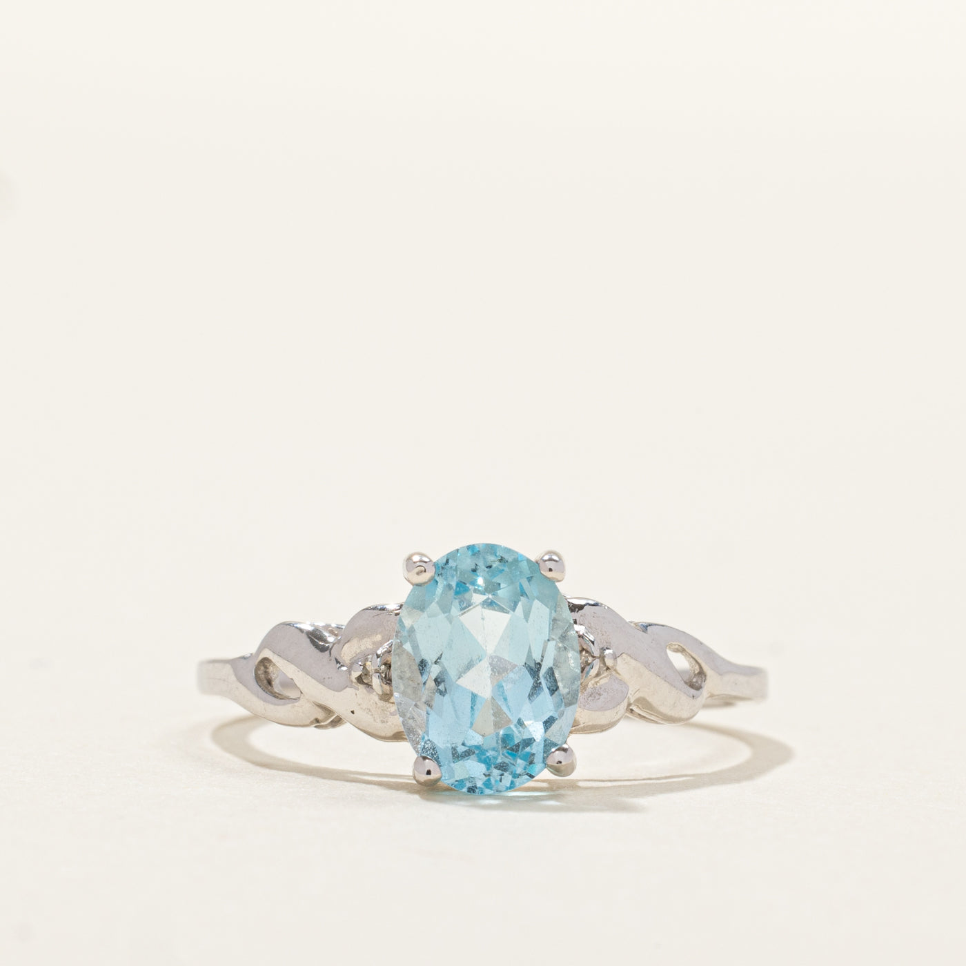 Oval Cut Topaz & Diamond Accented Ring | 1.47ct, 0.004ct | SZ 6.5