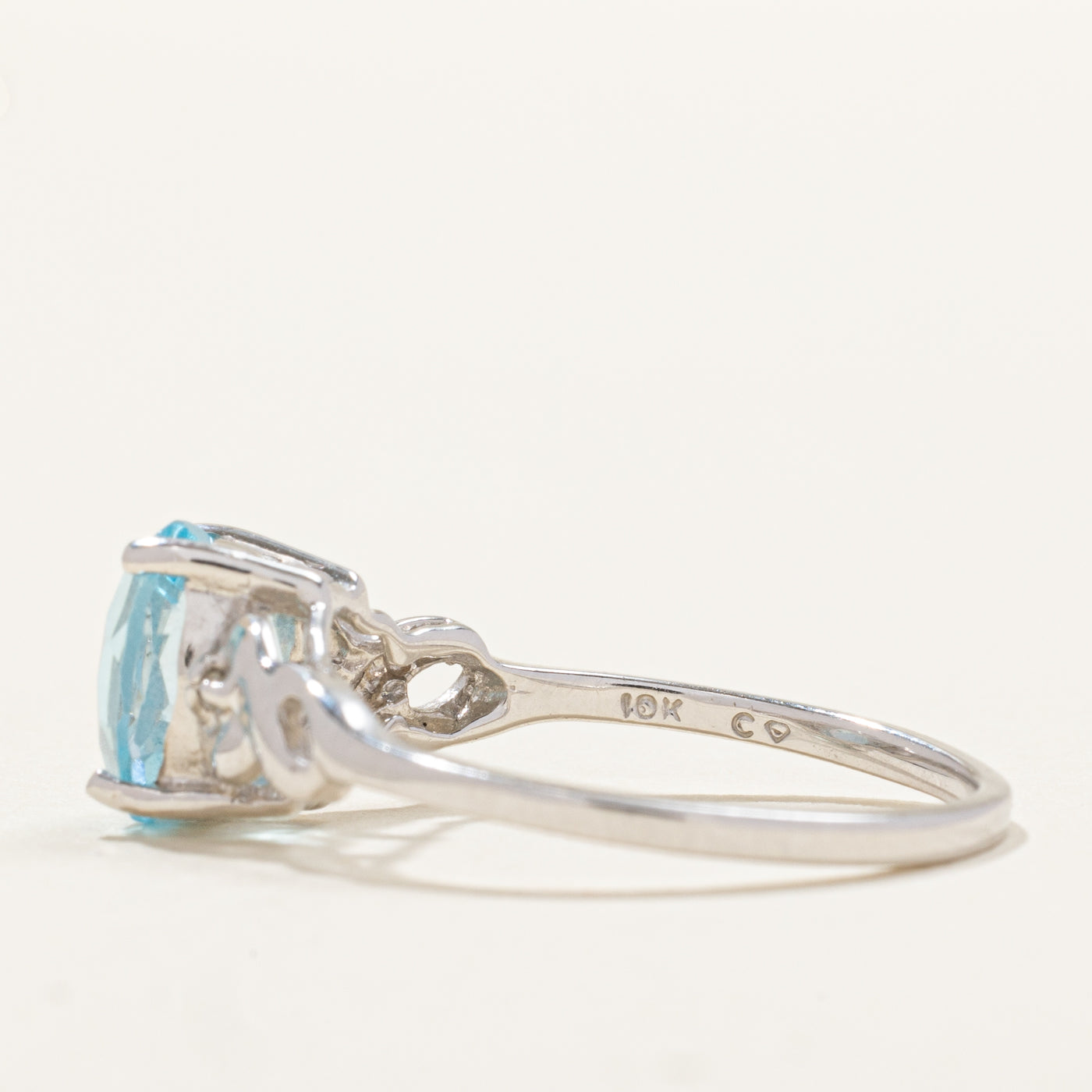 Oval Cut Topaz & Diamond Accented Ring | 1.47ct, 0.004ct | SZ 6.5