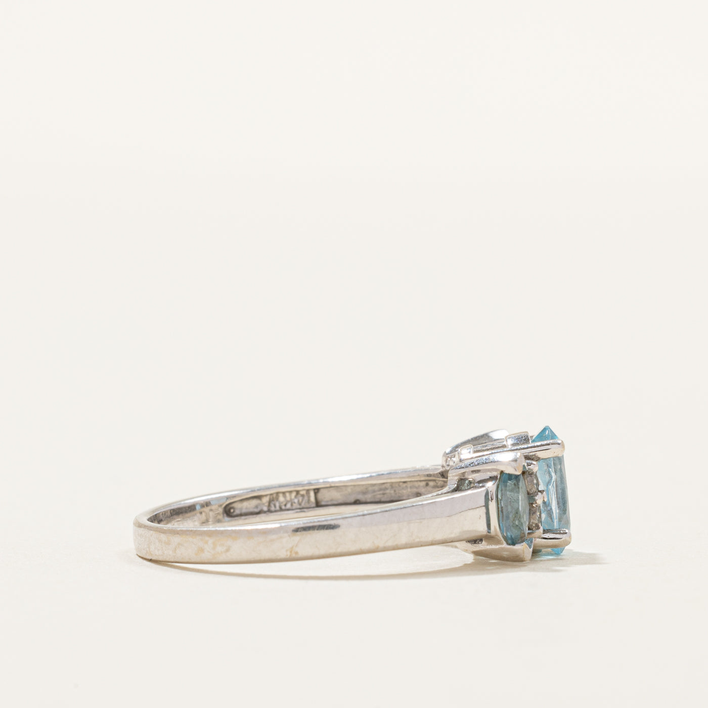 Three Stone Topaz & Diamond Ring | 0.85ct, 0.04ct | SZ 7