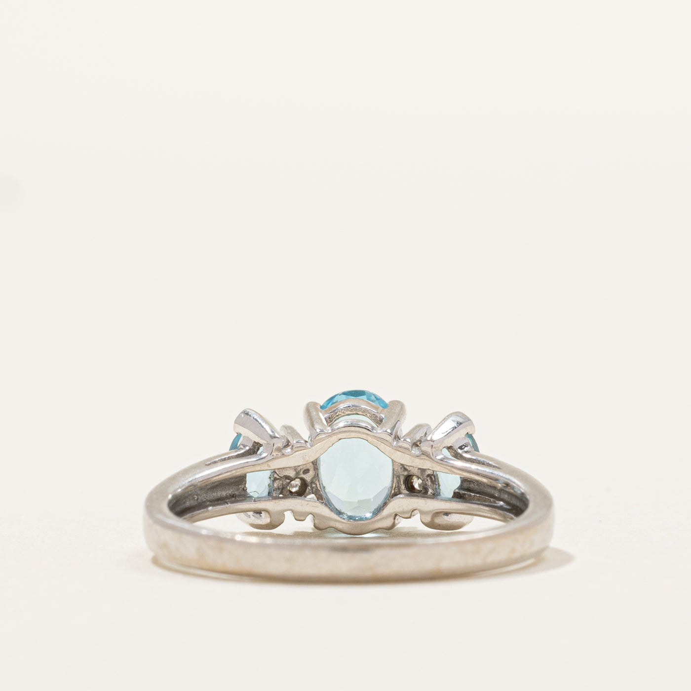 Three Stone Topaz & Diamond Ring | 0.85ct, 0.04ct | SZ 7