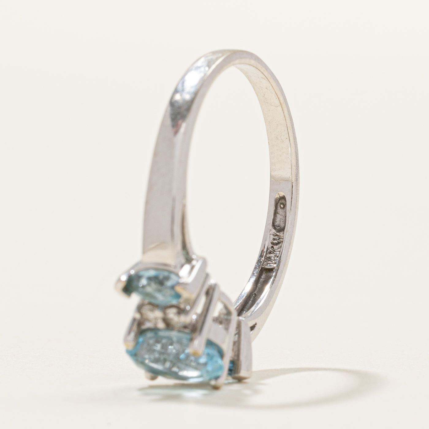 Three Stone Topaz & Diamond Ring | 0.85ct, 0.04ct | SZ 7