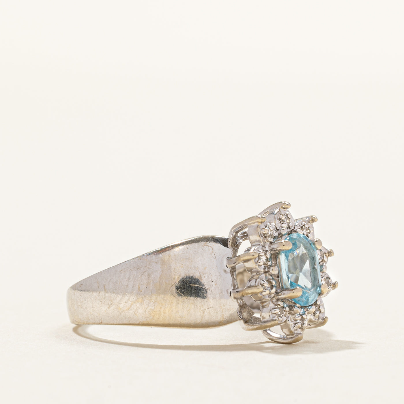 Oval Cut Topaz & Diamond Petal Halo Ring | 0.36ct, 0.05ctw | SZ 6.5