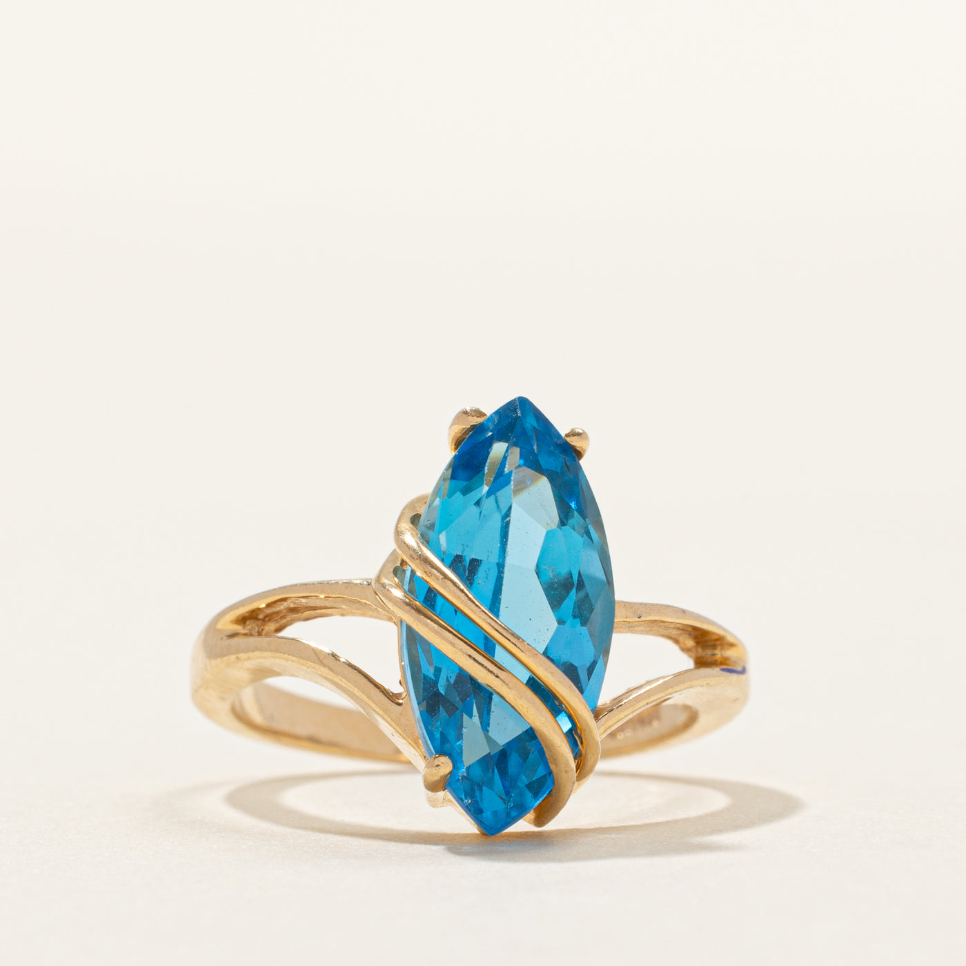 Marquise Cut Topaz Chevron Ring | 3.06ct | SZ 5.25