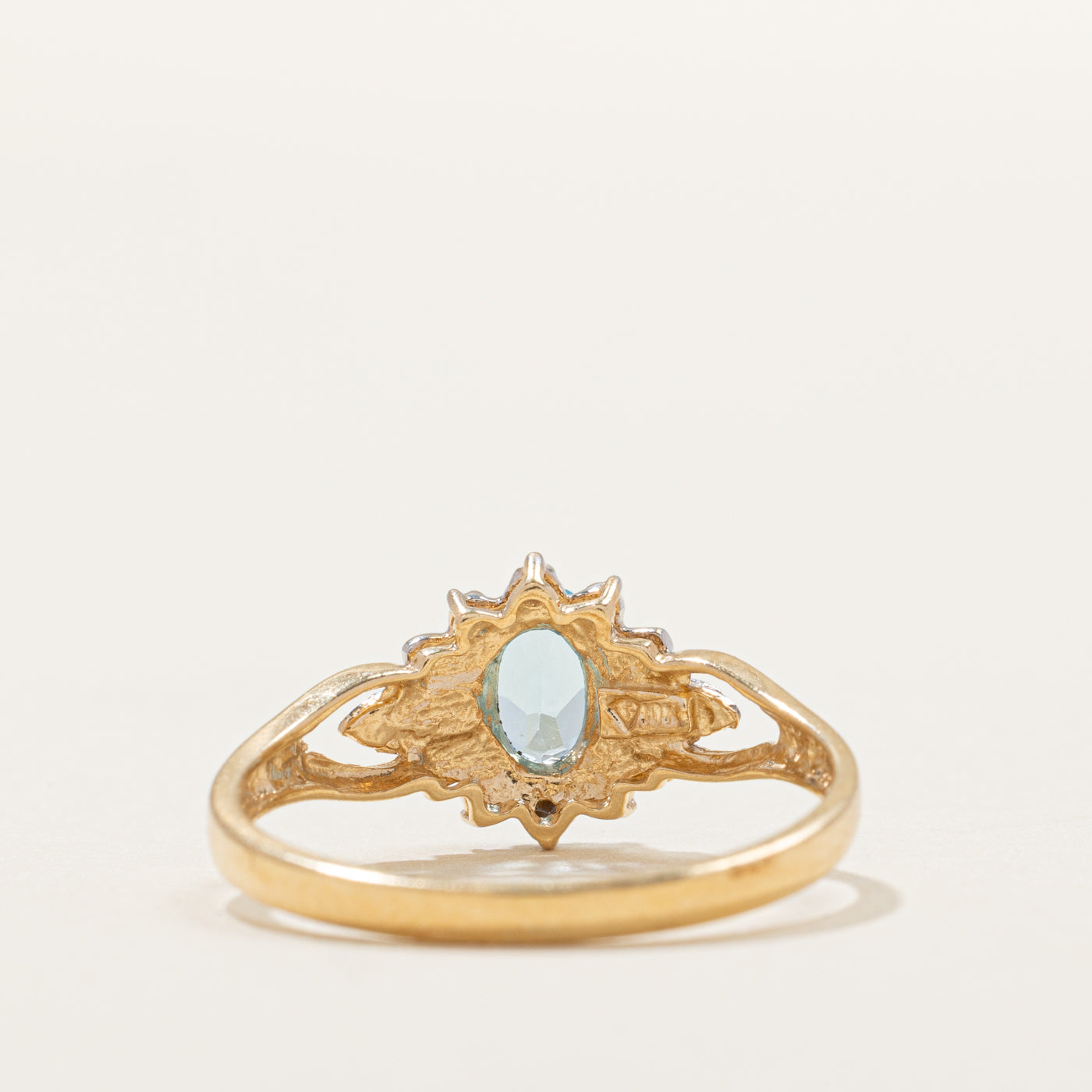 Oval Cut Topaz & Diamond Petal Ring | 0.40ct, 0.002ctw | SZ 6.75