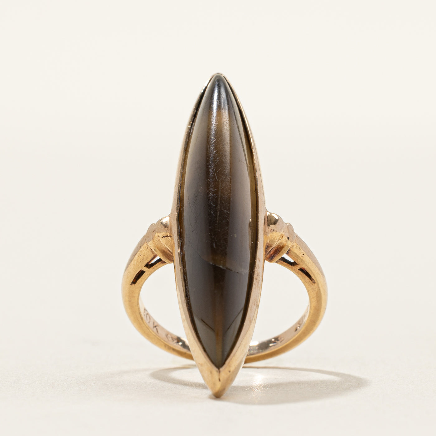 Cabochon Agate Navette Ring | SZ 2.75