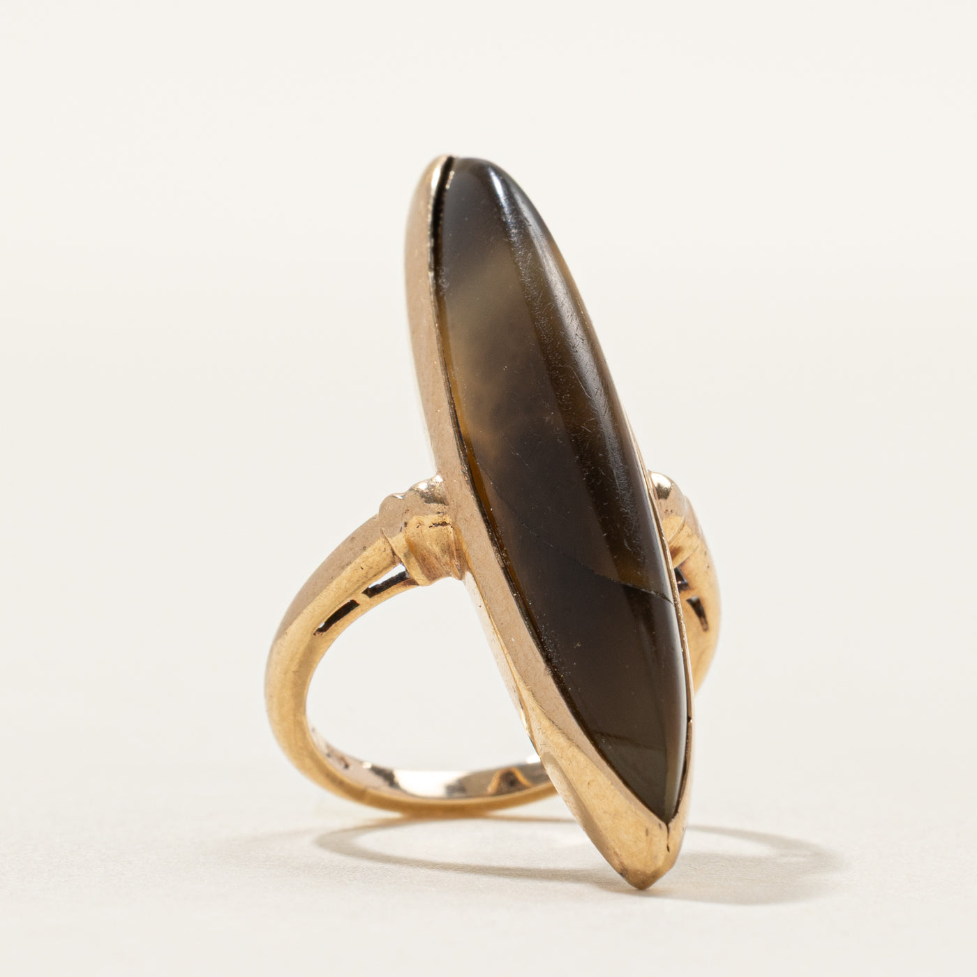 Cabochon Agate Navette Ring | SZ 2.75