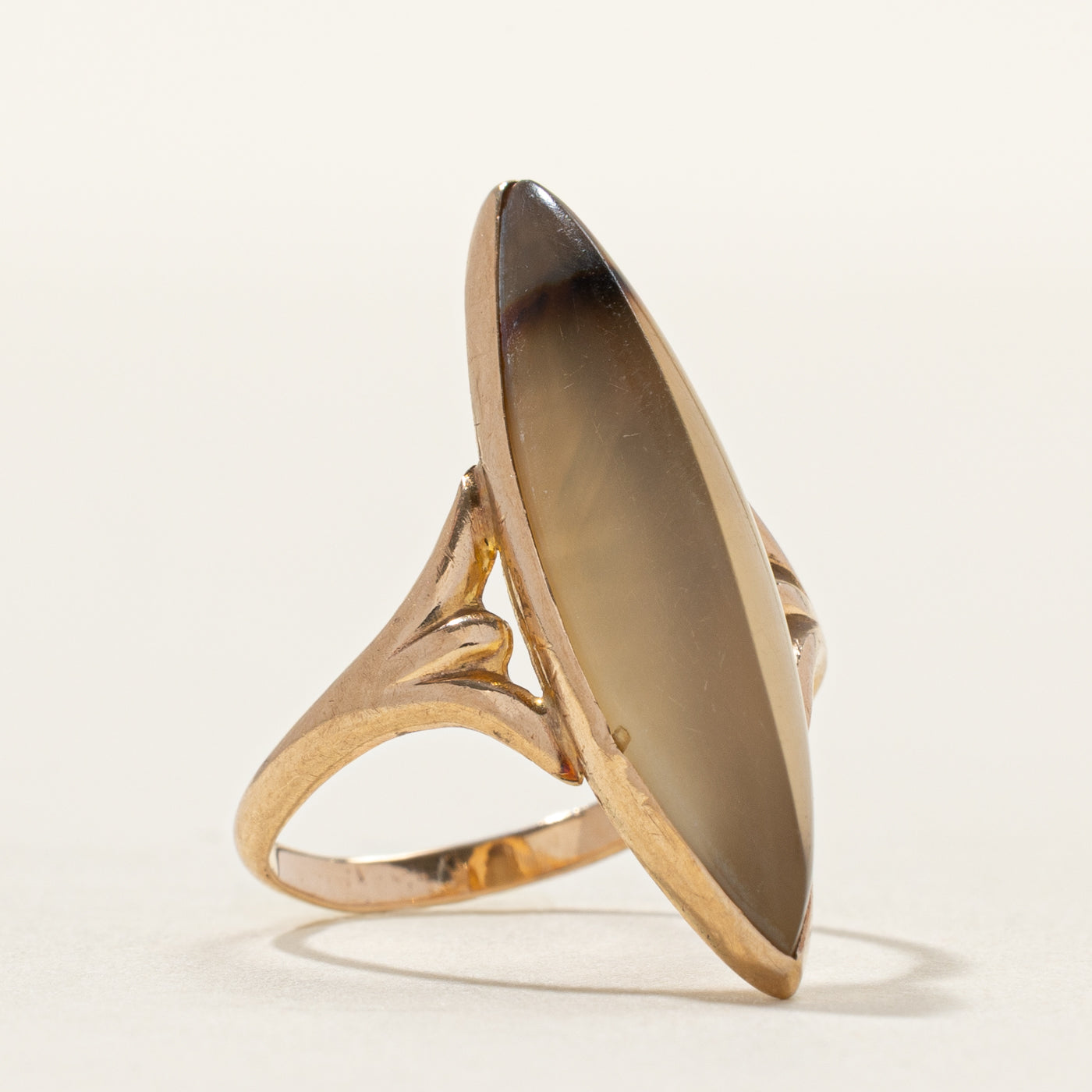 Cabochon Agate Navette Ring | SZ 4