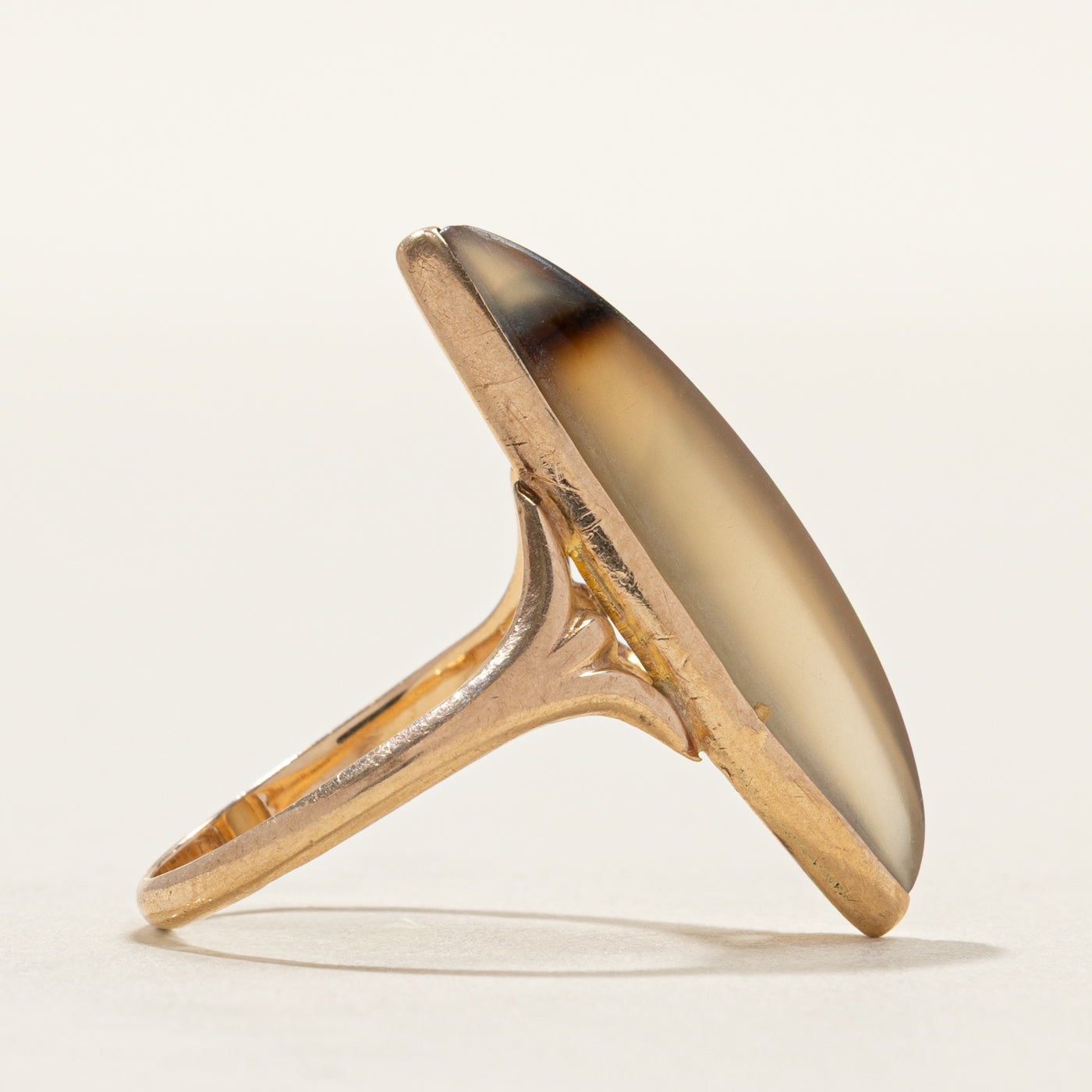 Cabochon Agate Navette Ring | SZ 4