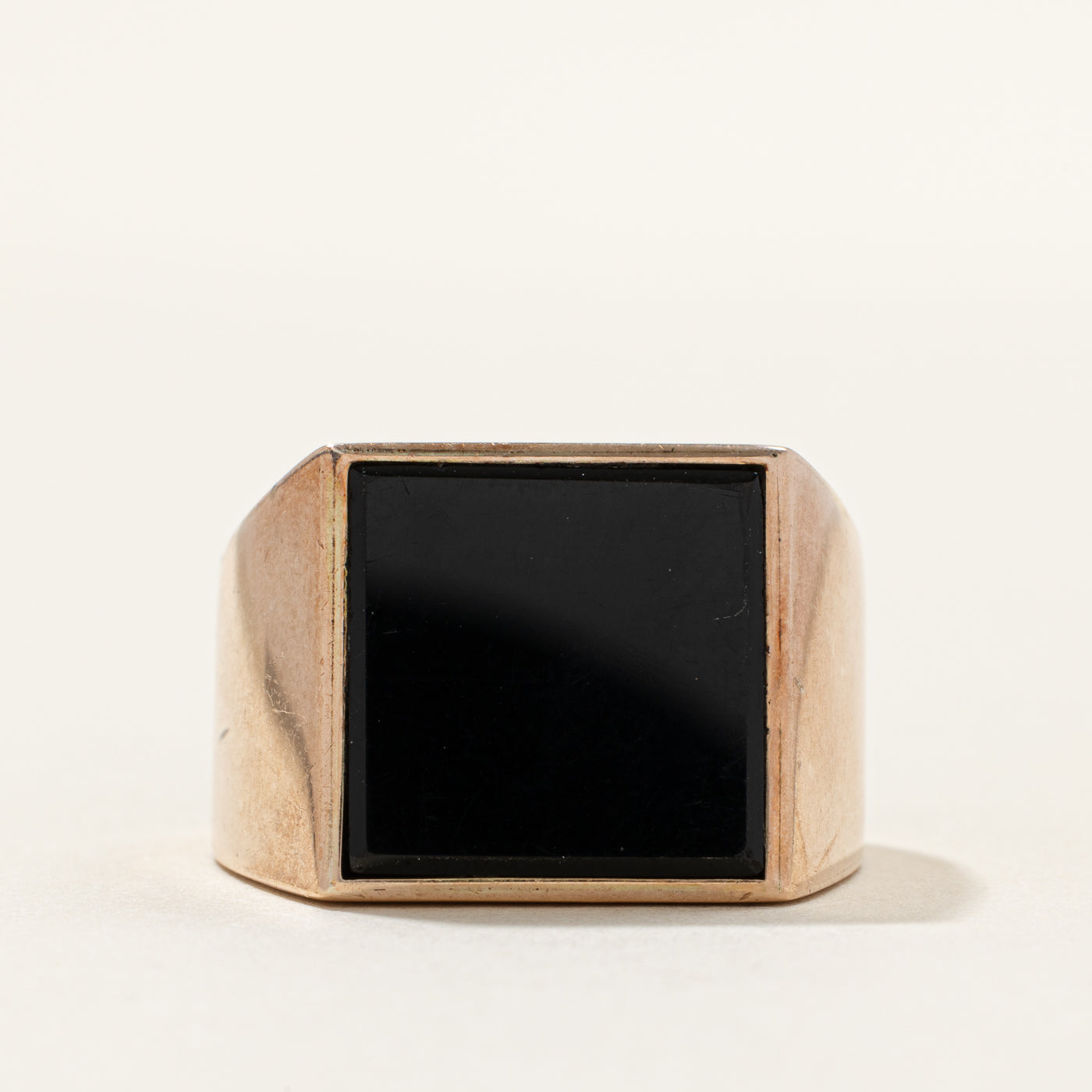 Square Flush Set Onyx Signet Ring | SZ 9.75
