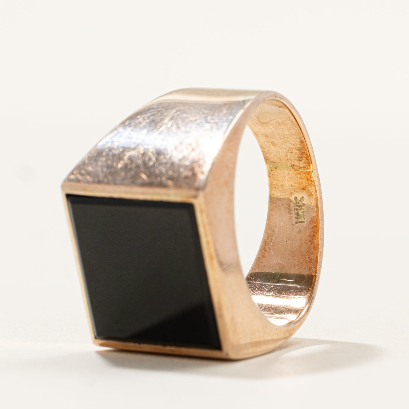 Square Flush Set Onyx Signet Ring | SZ 9.75