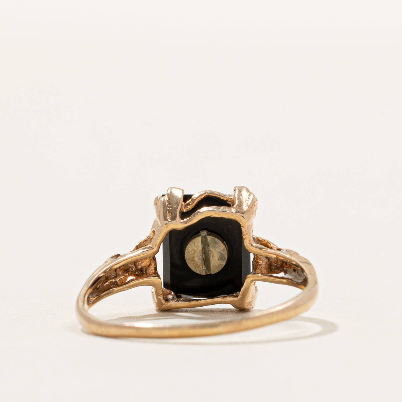 Rose Gold "E" Textured Initial Signet Ring | SZ 5.25