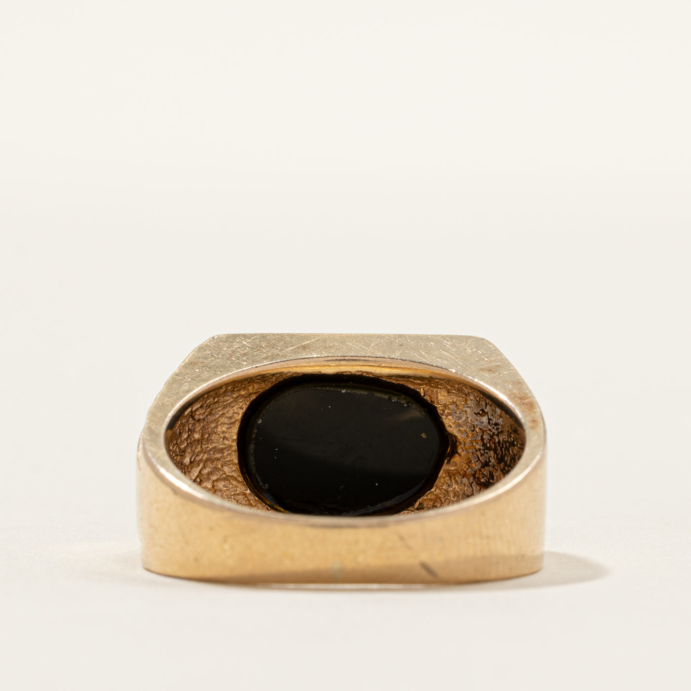 East West Oval Cut Onyx Signet Ring | SZ 9