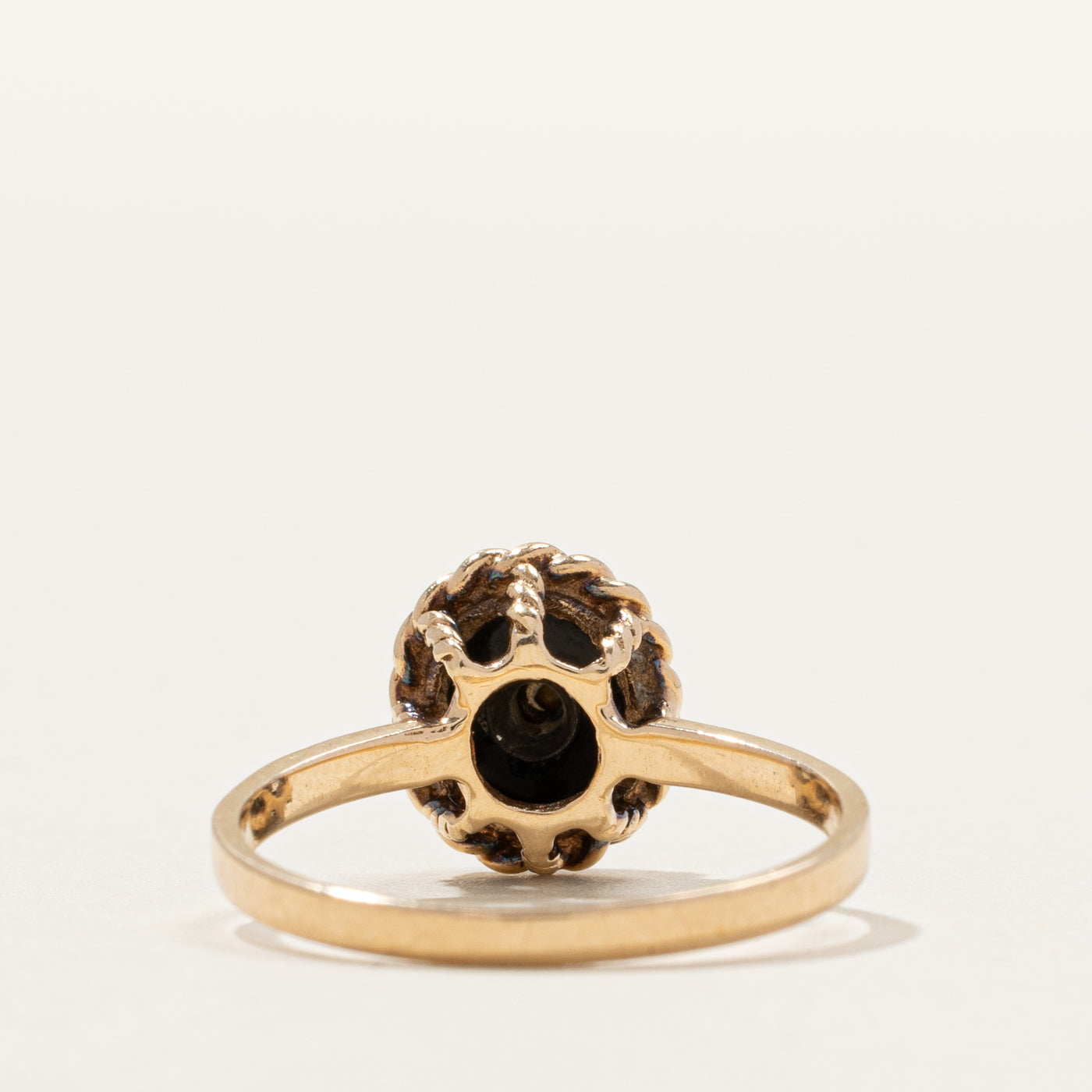 Oval Onyx & Diamond Ring | 0.005ct | SZ 5.75
