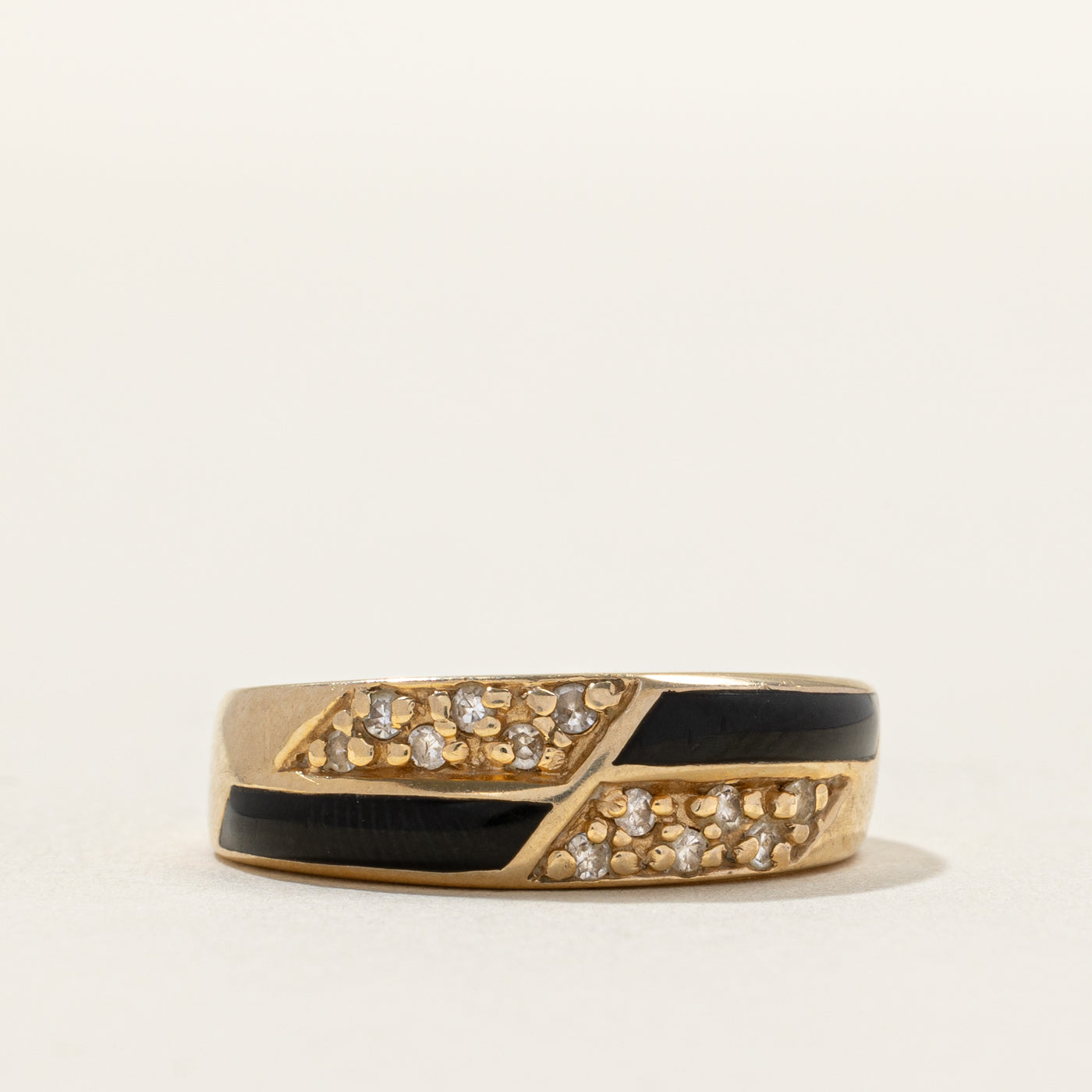 Double Row Onyx & Diamond Band | 0.05ctw | 6.08mm | SZ 5.5