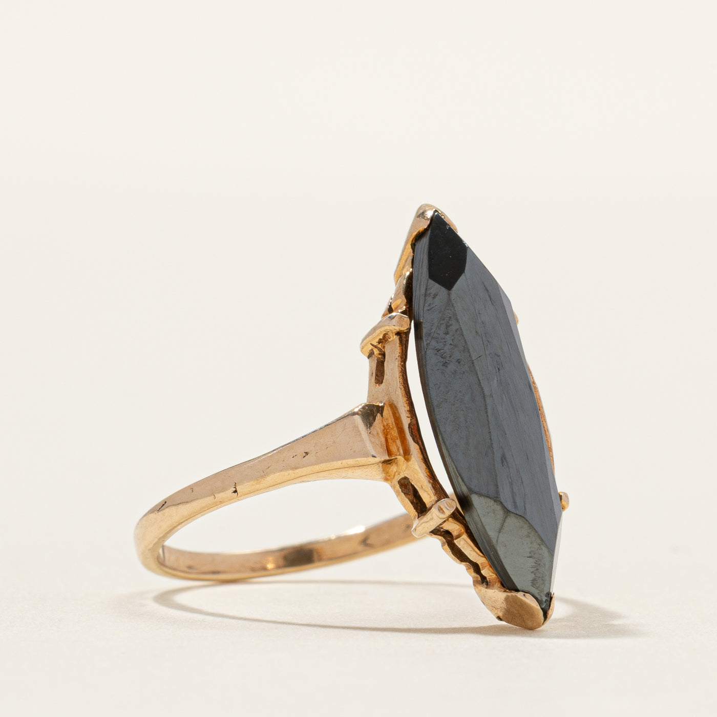 Rose Gold Hematite Navette Ring | SZ 7.25