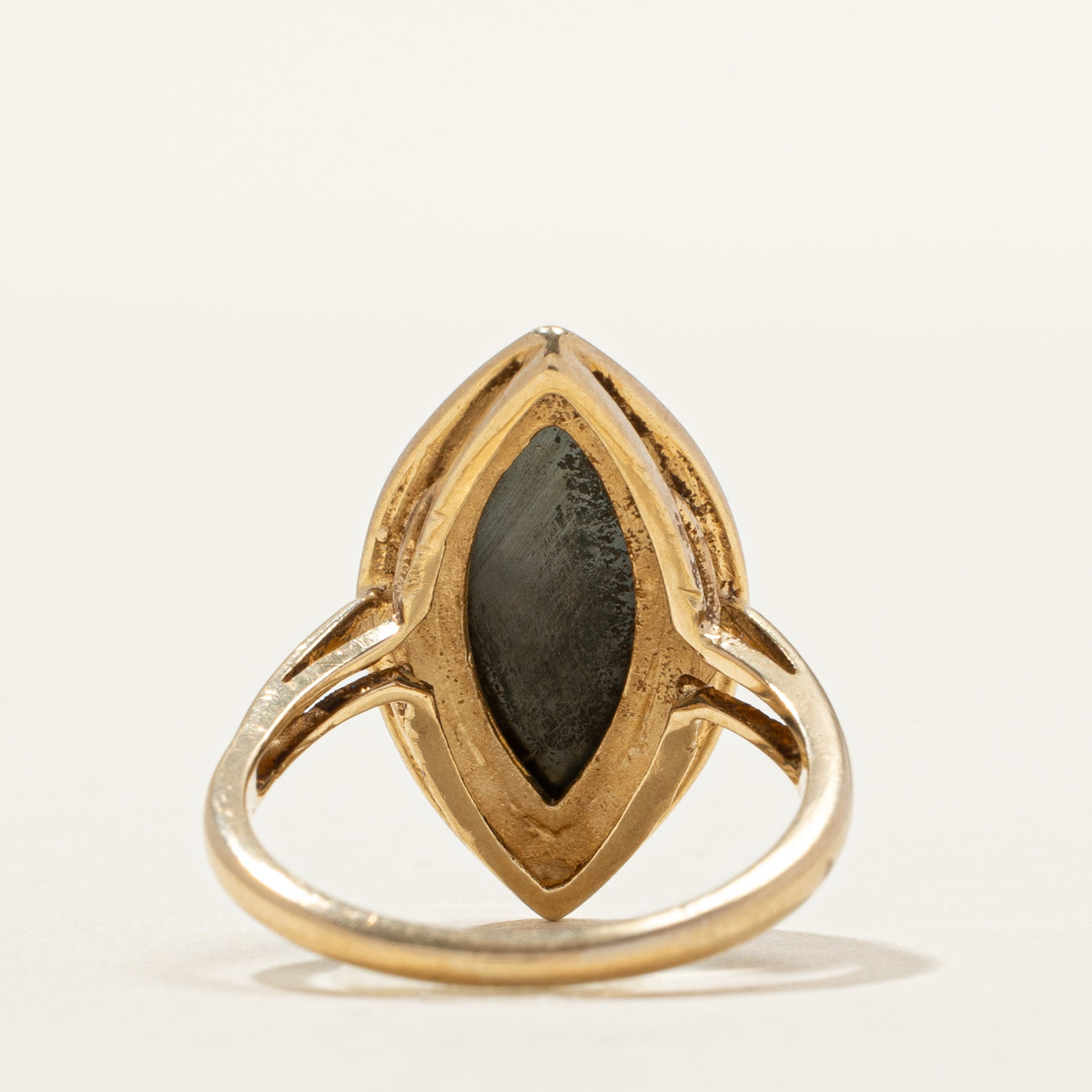 Hematite Textured Navette Ring | SZ 5
