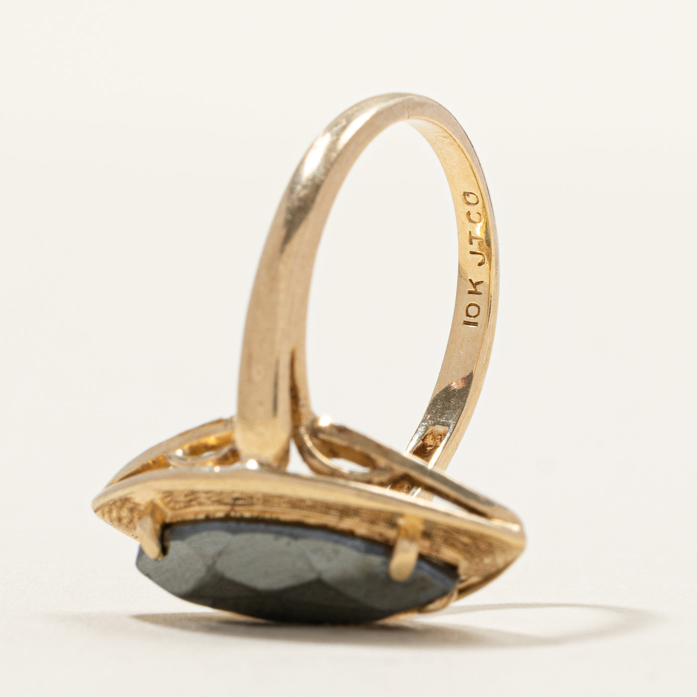 Hematite Textured Navette Ring | SZ 5