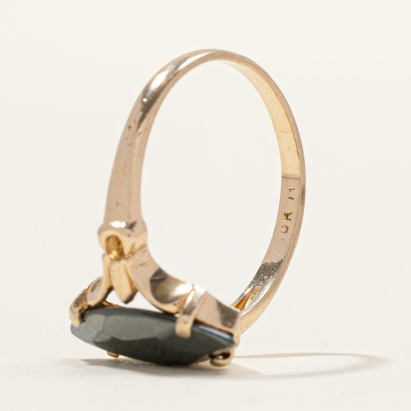 Hematite Open Shank Navette Ring | SZ 8