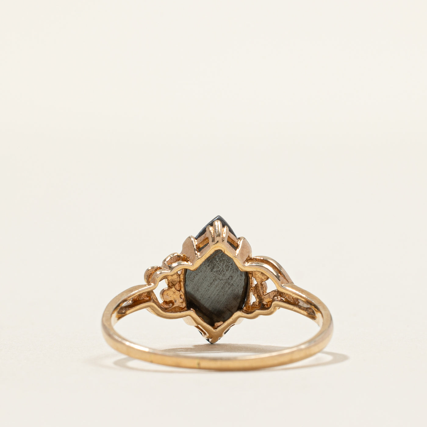 Hematite Floral Navette Ring | SZ 7.75