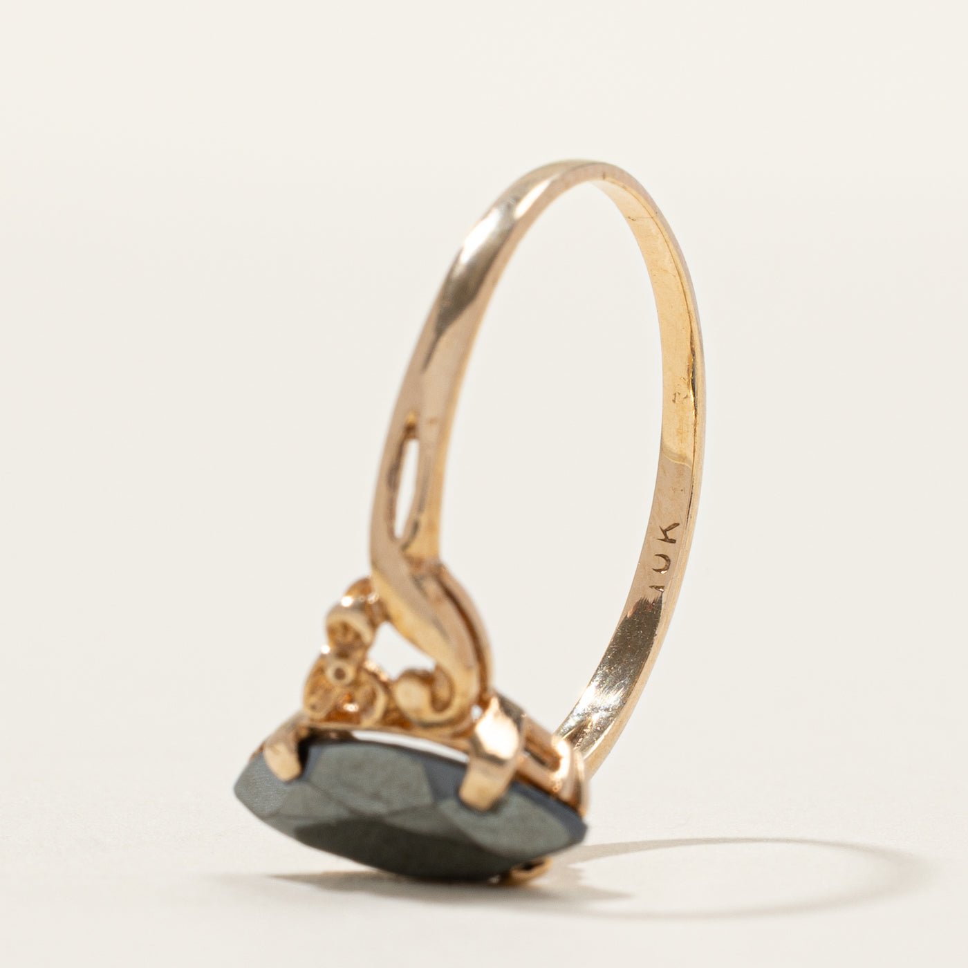 Hematite Floral Navette Ring | SZ 7.75