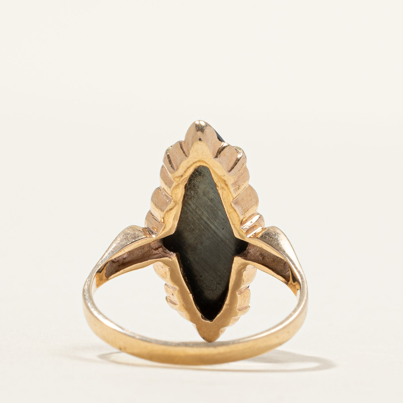 Hematite Grooved Navette Ring | SZ 6.25