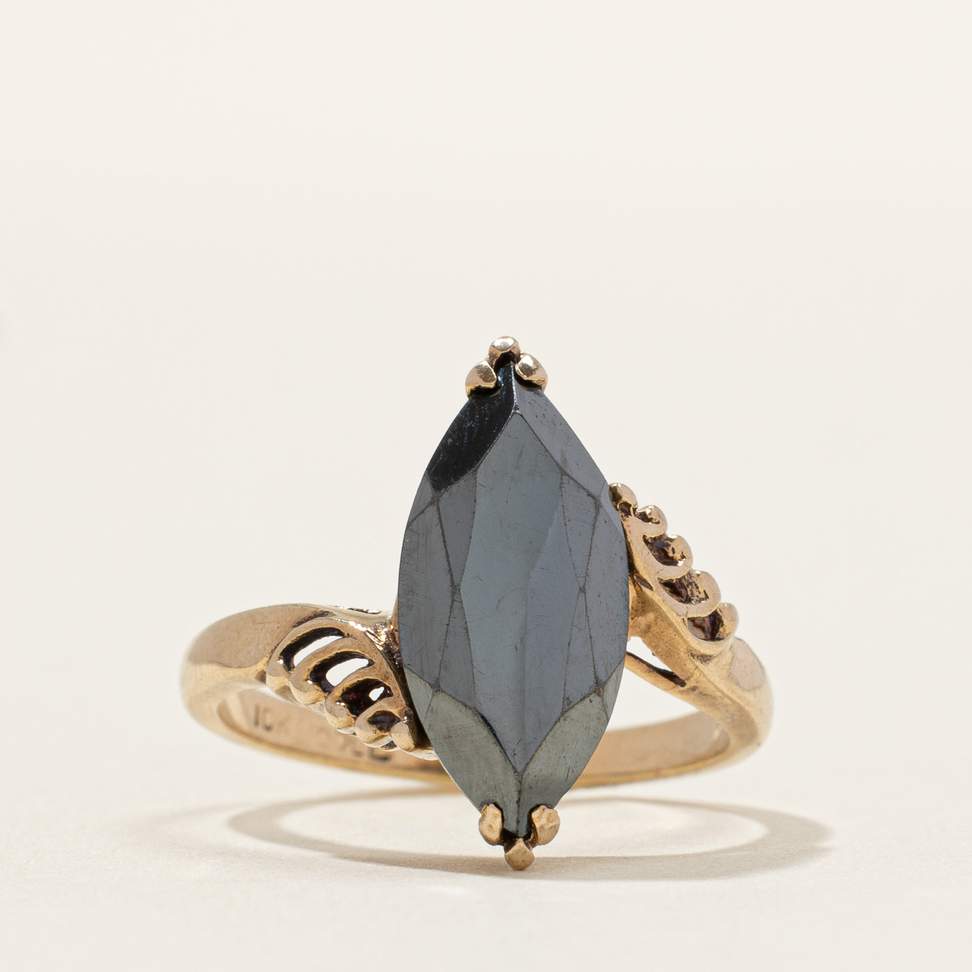 Hematite Navette Bypass Ring | SZ 5.5