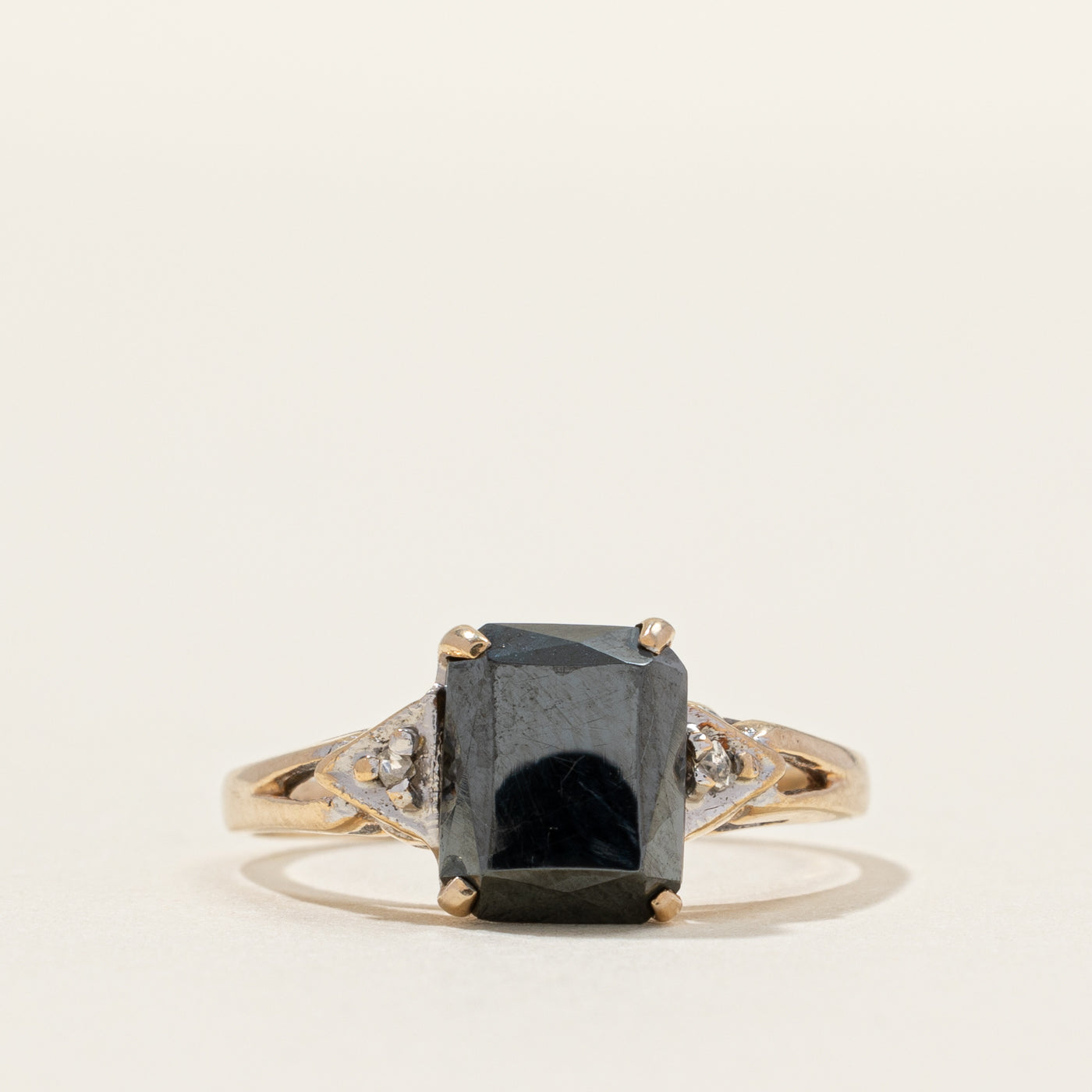 Hematite & Diamond Accented Ring | 0.002ctw | SZ 5.5