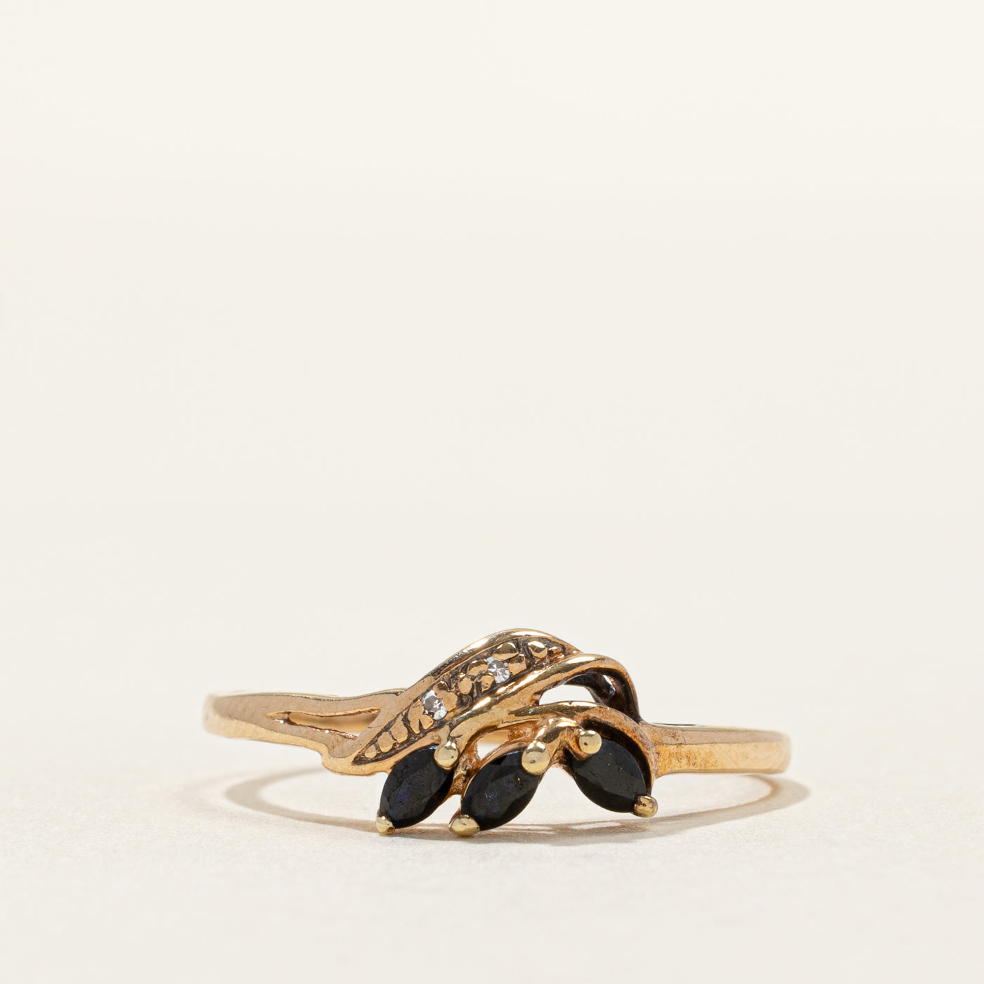 Marquise Cut Sapphire and Diamond Twisted Ring | 0.004ctw | SZ 8