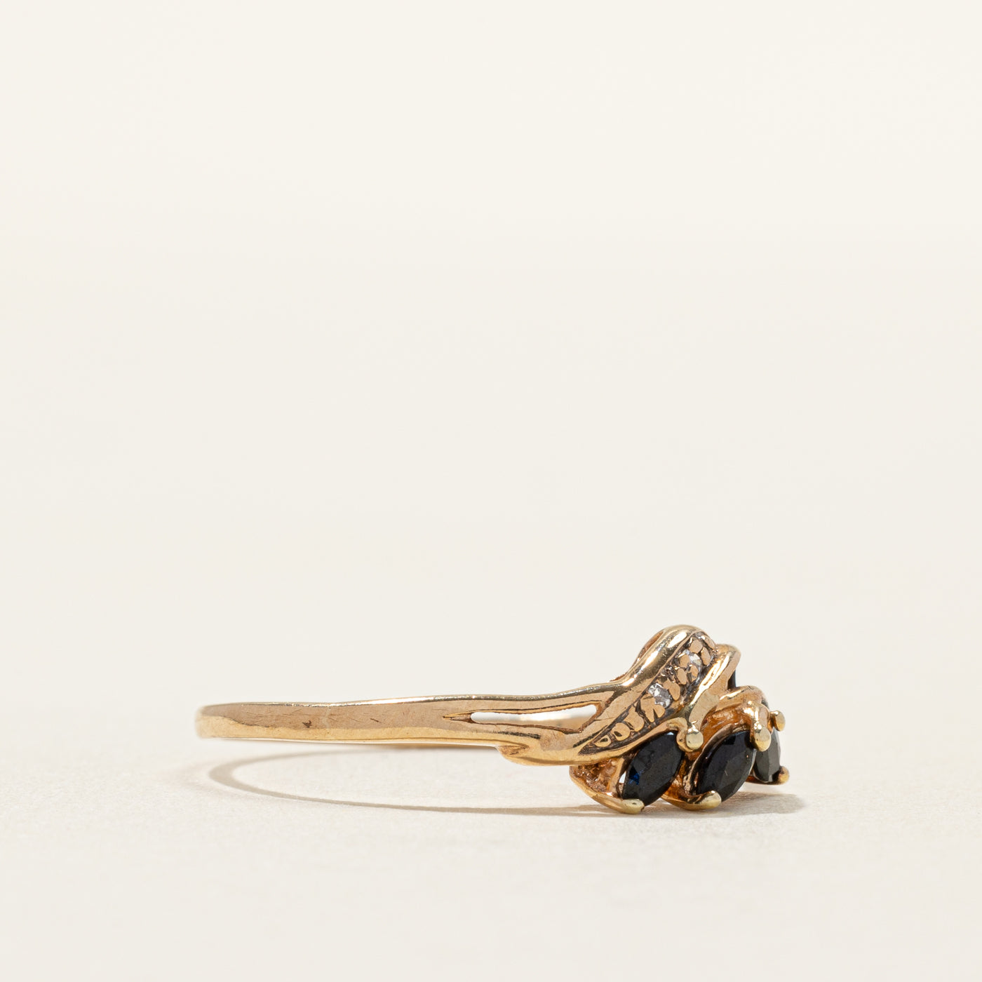 Marquise Cut Sapphire and Diamond Twisted Ring | 0.004ctw | SZ 8