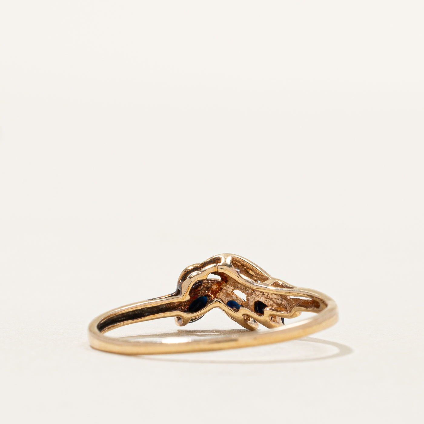 Marquise Cut Sapphire and Diamond Twisted Ring | 0.004ctw | SZ 8