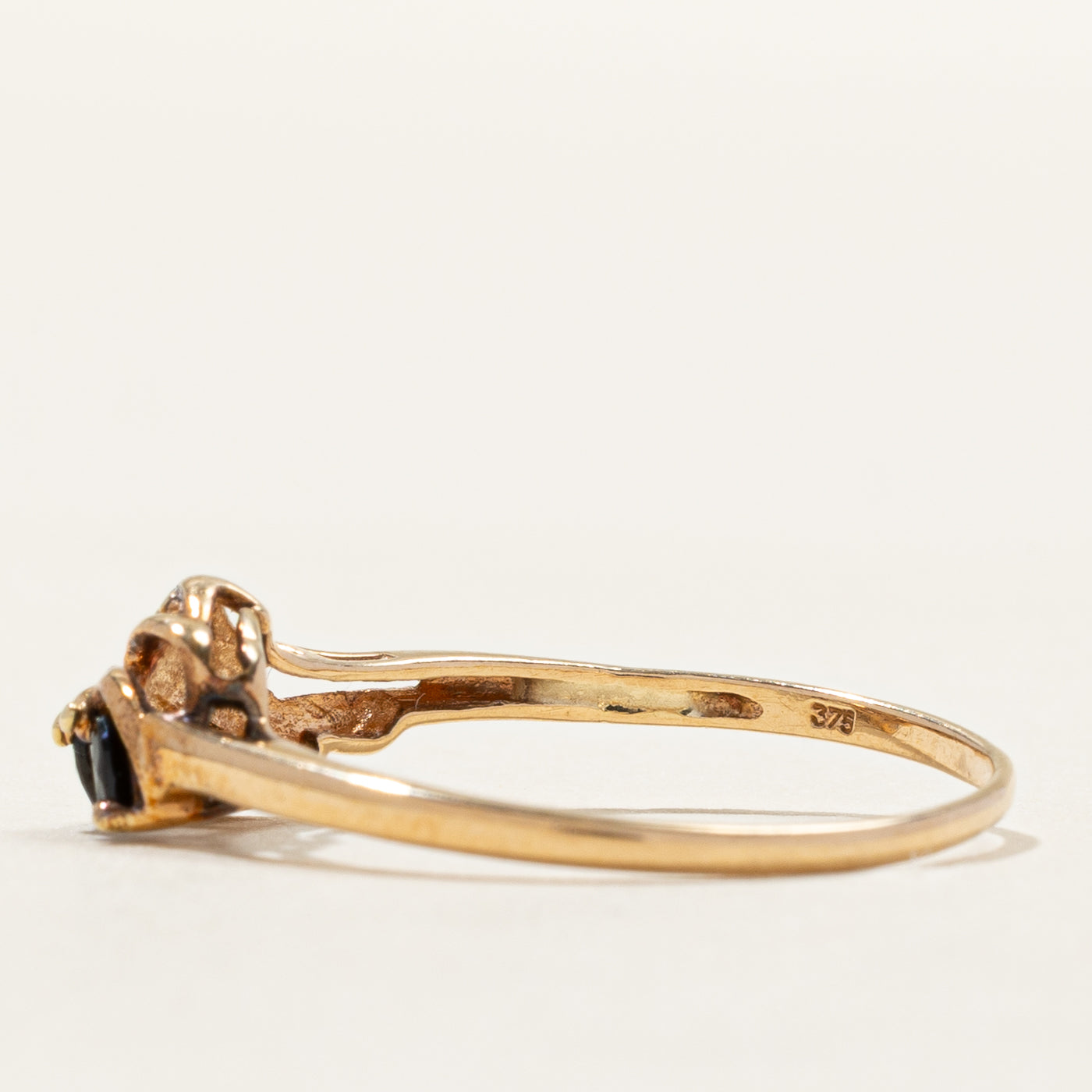 Marquise Cut Sapphire and Diamond Twisted Ring | 0.004ctw | SZ 8