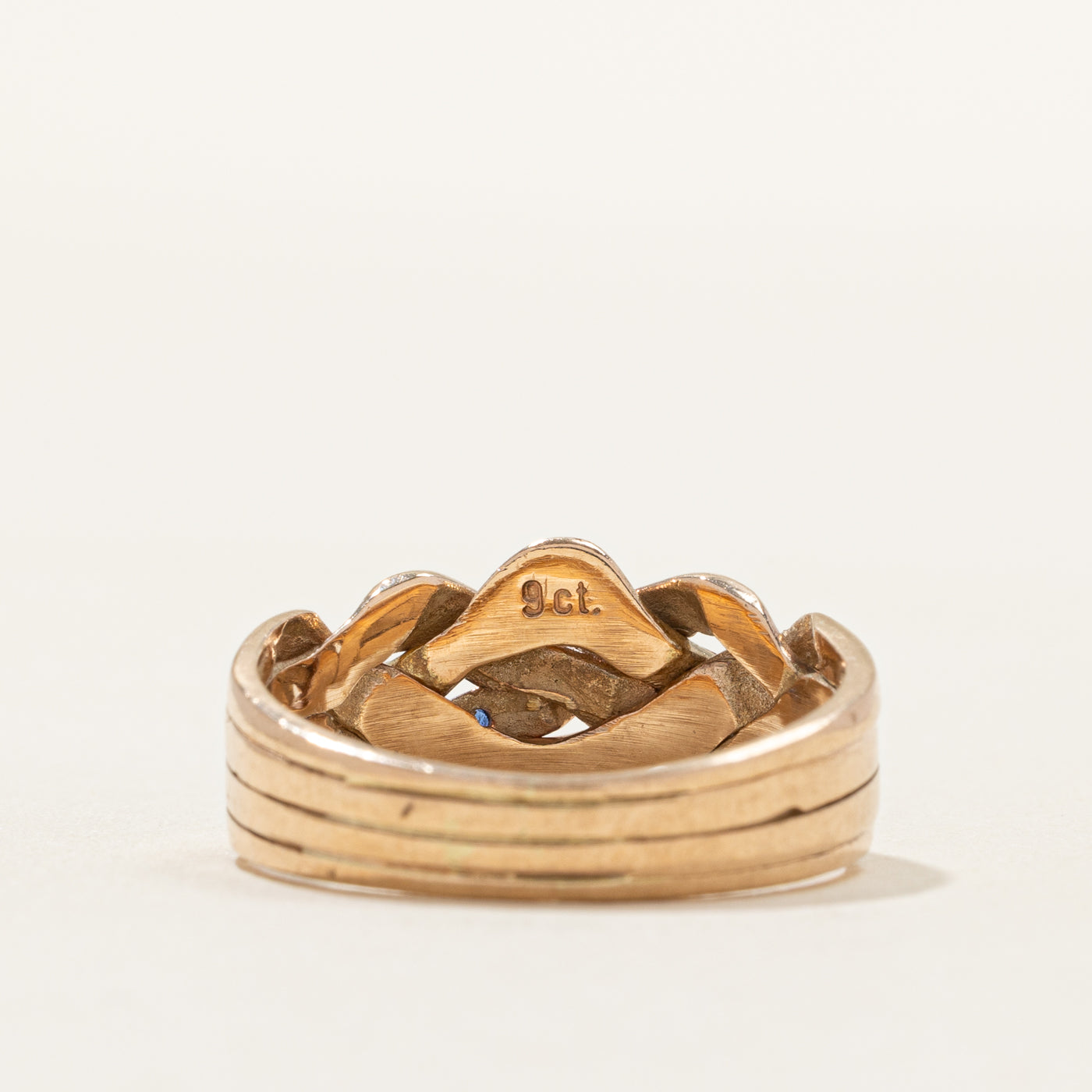 Yellow Gold Three Stone Sapphire Puzzle Ring | SZ 8