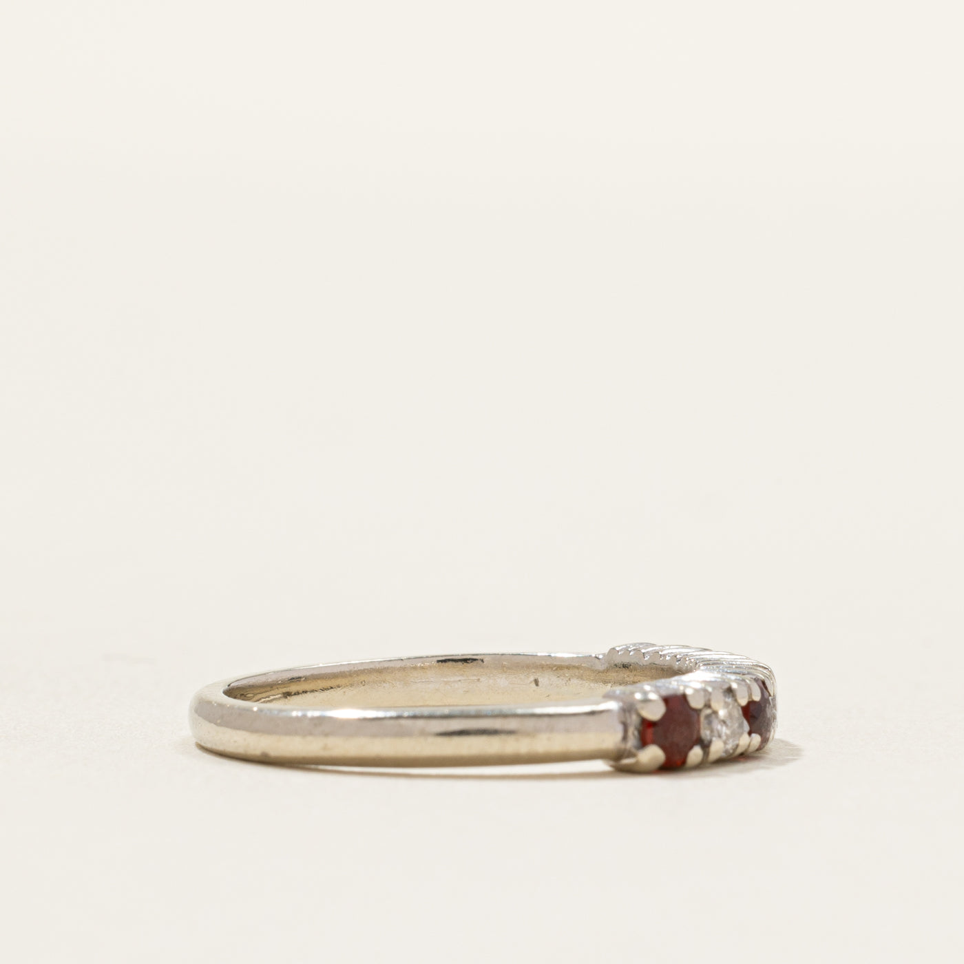 Semi Eternity Diamond & Garnet Band | 0.12ctw, 3.16mm | SZ 6