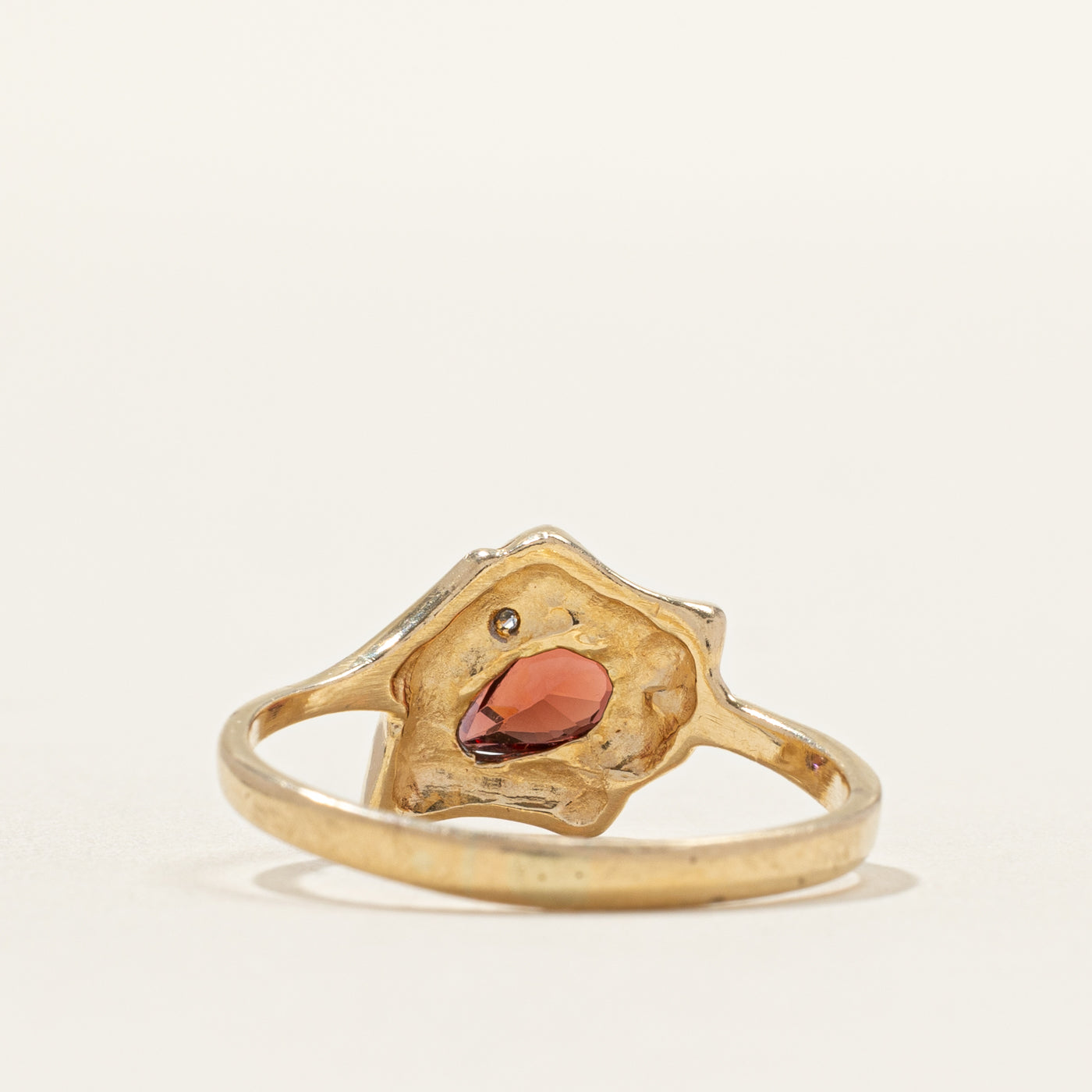 Pear Cut Garnet & Diamond Abstract Ring | 0.005ct | SZ 8