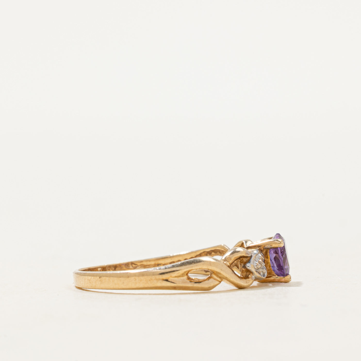 Heart Cut Amethyst & Diamond Ring | SZ 6.25