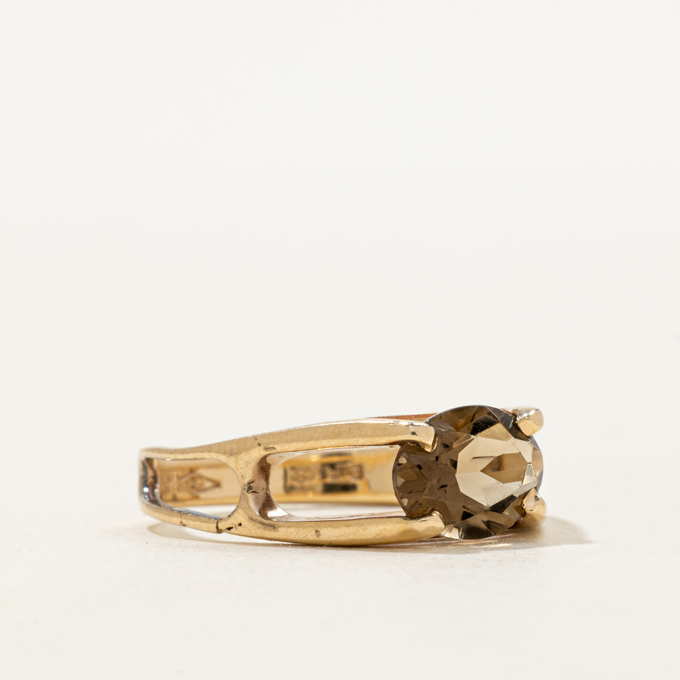'Birks' East West Smoky Quartz Openwork Ring | SZ 6.25