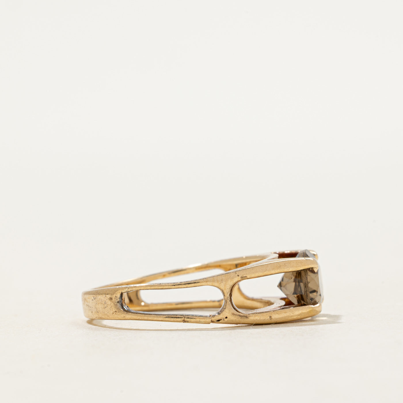 'Birks' East West Smoky Quartz Openwork Ring | SZ 6.25