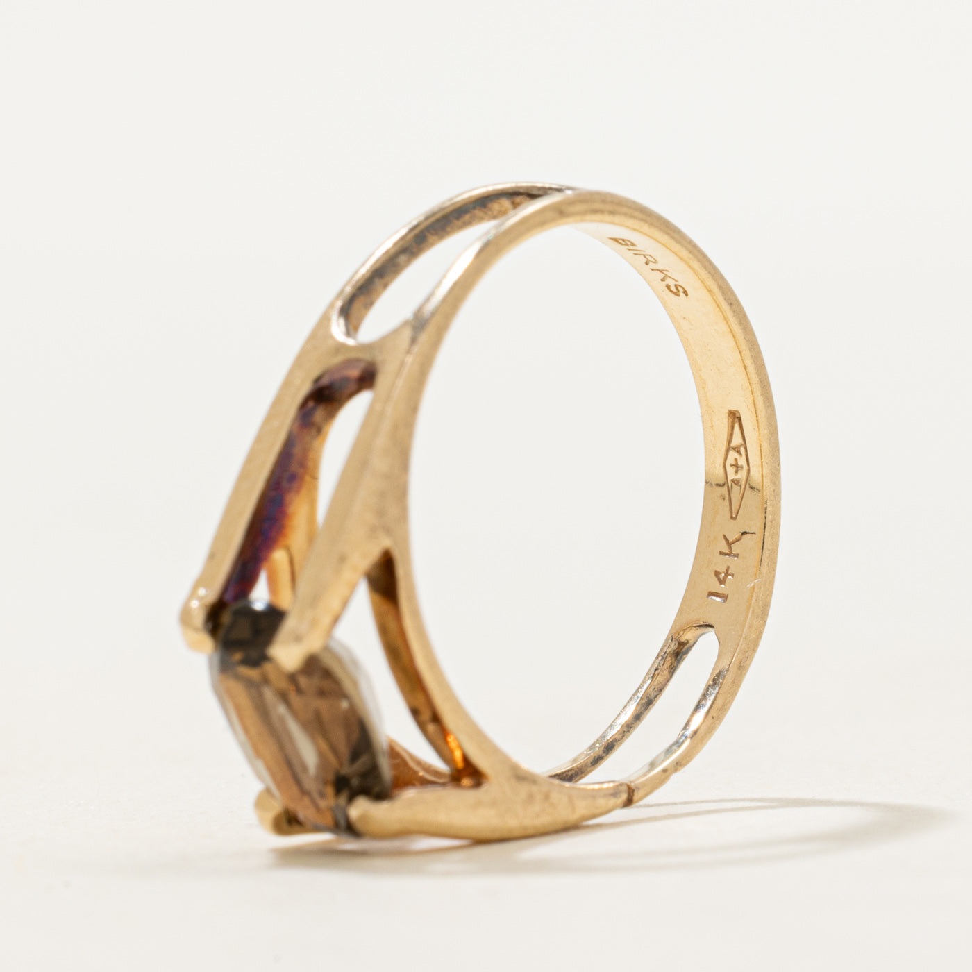 'Birks' East West Smoky Quartz Openwork Ring | SZ 6.25