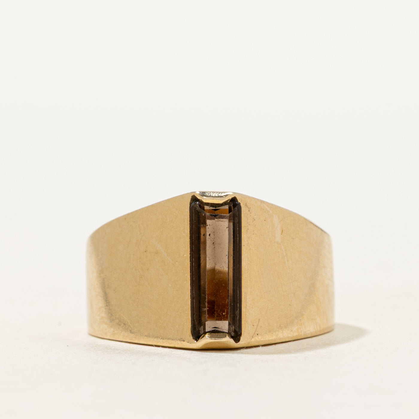 Baguette Cut Smoky Quartz Column Ring | SZ 5