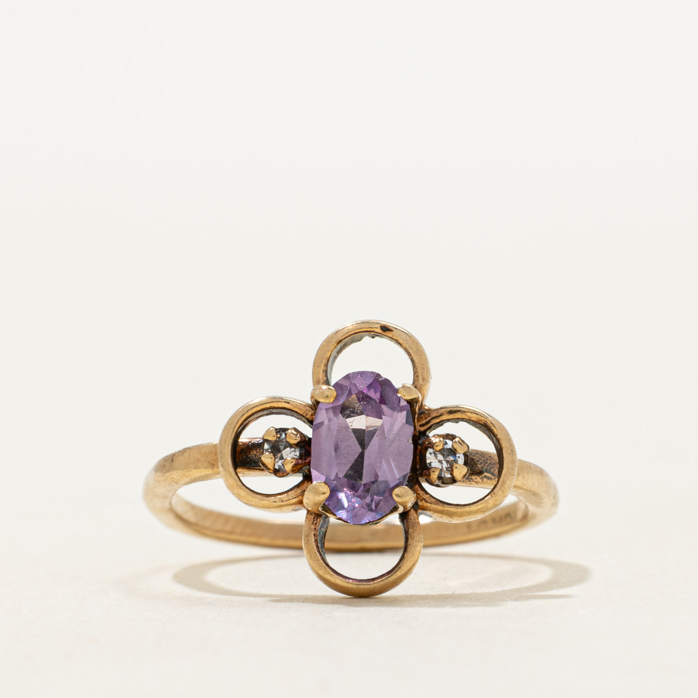Synthetic Sapphire & Natural Diamond Openwork Ring | SZ 3