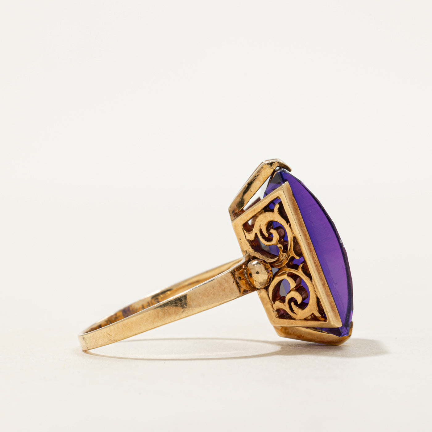 Synthetic Sapphire Scrollwork Cocktail Ring | SZ 9