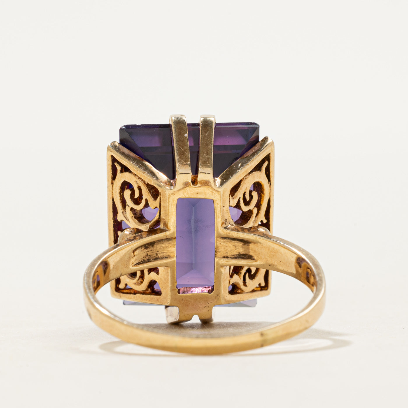 Synthetic Sapphire Scrollwork Cocktail Ring | SZ 9